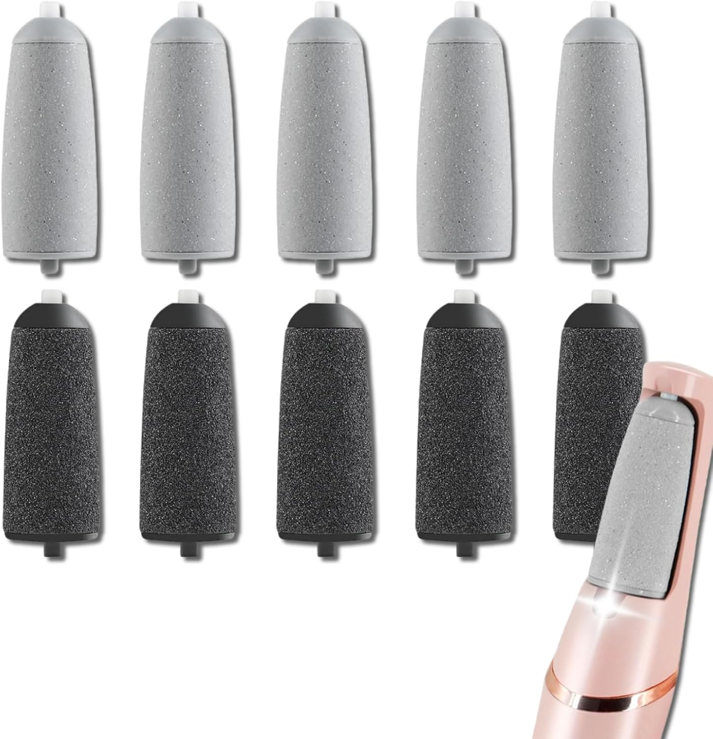 10 Pack Pedicures Replacement Heads for Flawless Replacement Heads，Electric Feet Callus Remover Roller Refills，Compatible with Flawless Pedi，Haootadiy，Zaboul，Nuve (5 Black Coarse and 5 Gray Fine) image number 4