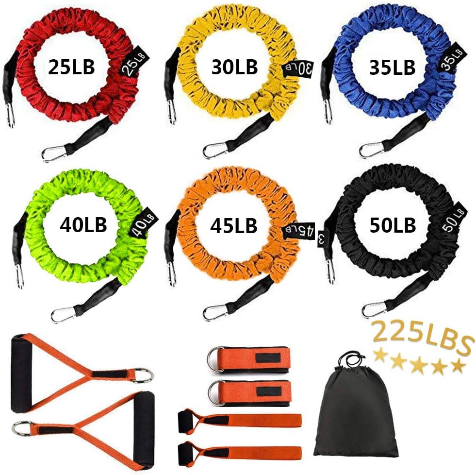 Sunsign Stackable Resistance Band Kit Extreme Workout Total-Body Training Home Gym Best for Beginner Professional