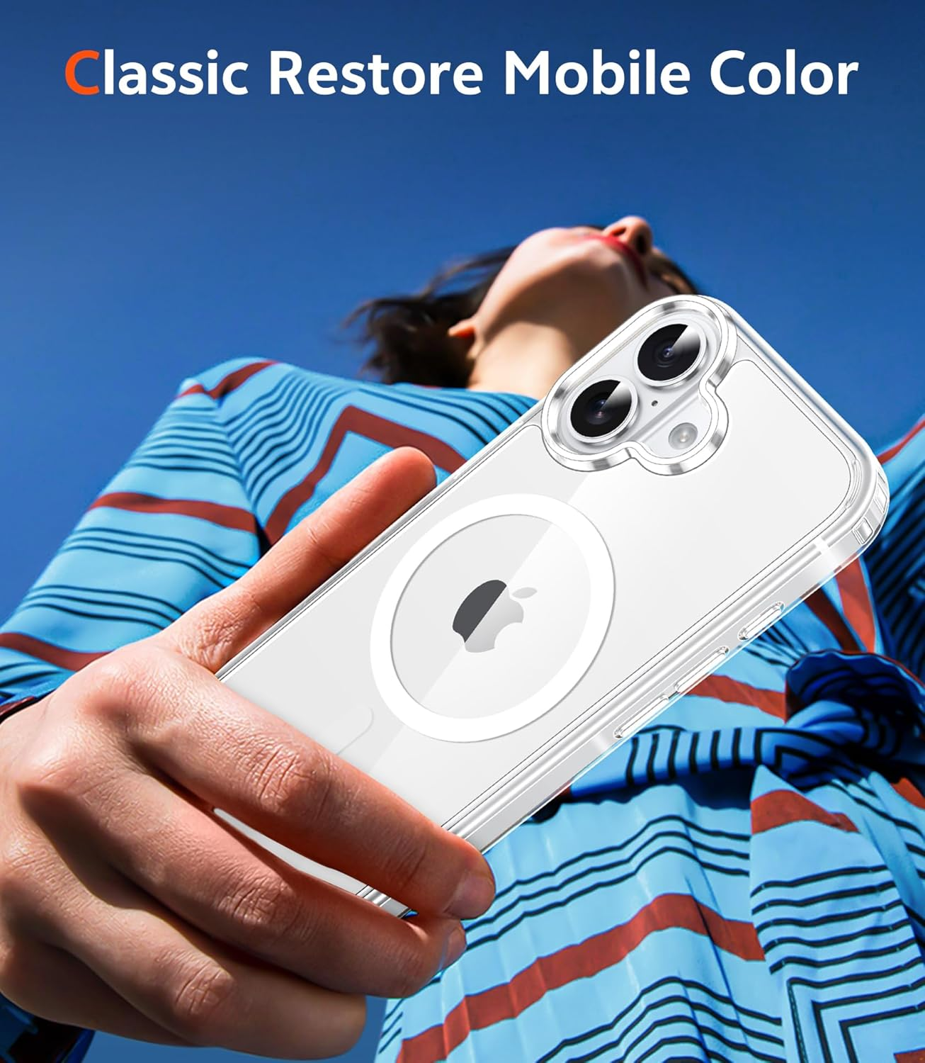 FNTCASE for Iphone 16 Case: Clear Magnetic Military Grade Drop Protection anti Yellowing Slim Case - Rugged Shockproof Protective Transparent Cell Phone Cover(Clear) image number 4