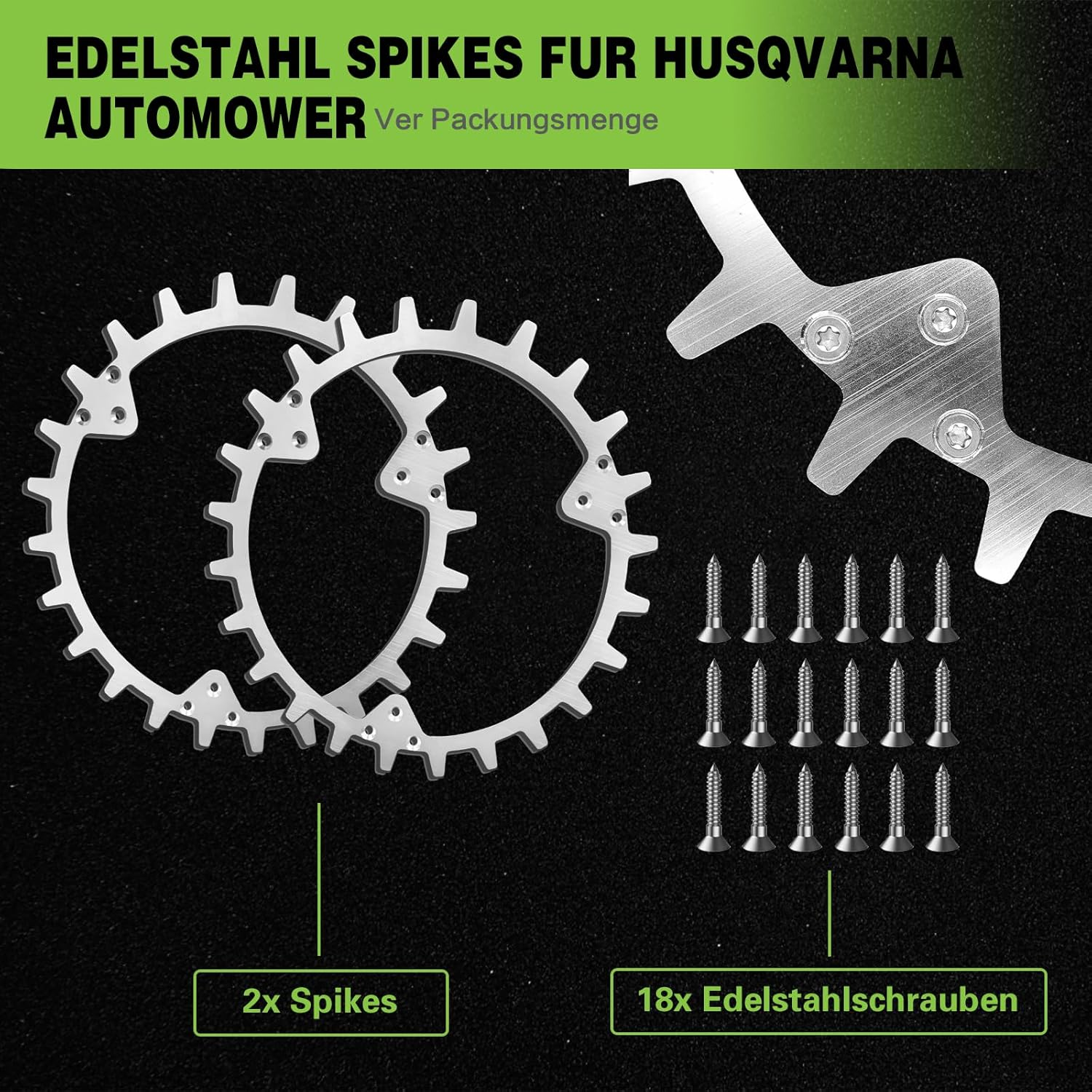 Stainless Steel Spikes for Husqvarna Automower 320/430X/435X/440/450X, Spikes Lawn Traction Improvement for Robotic Lawnmowers, Elaborately Deburred, Wheel Size 252 Mm for Accessories Off-Wheel Wheels image number 6