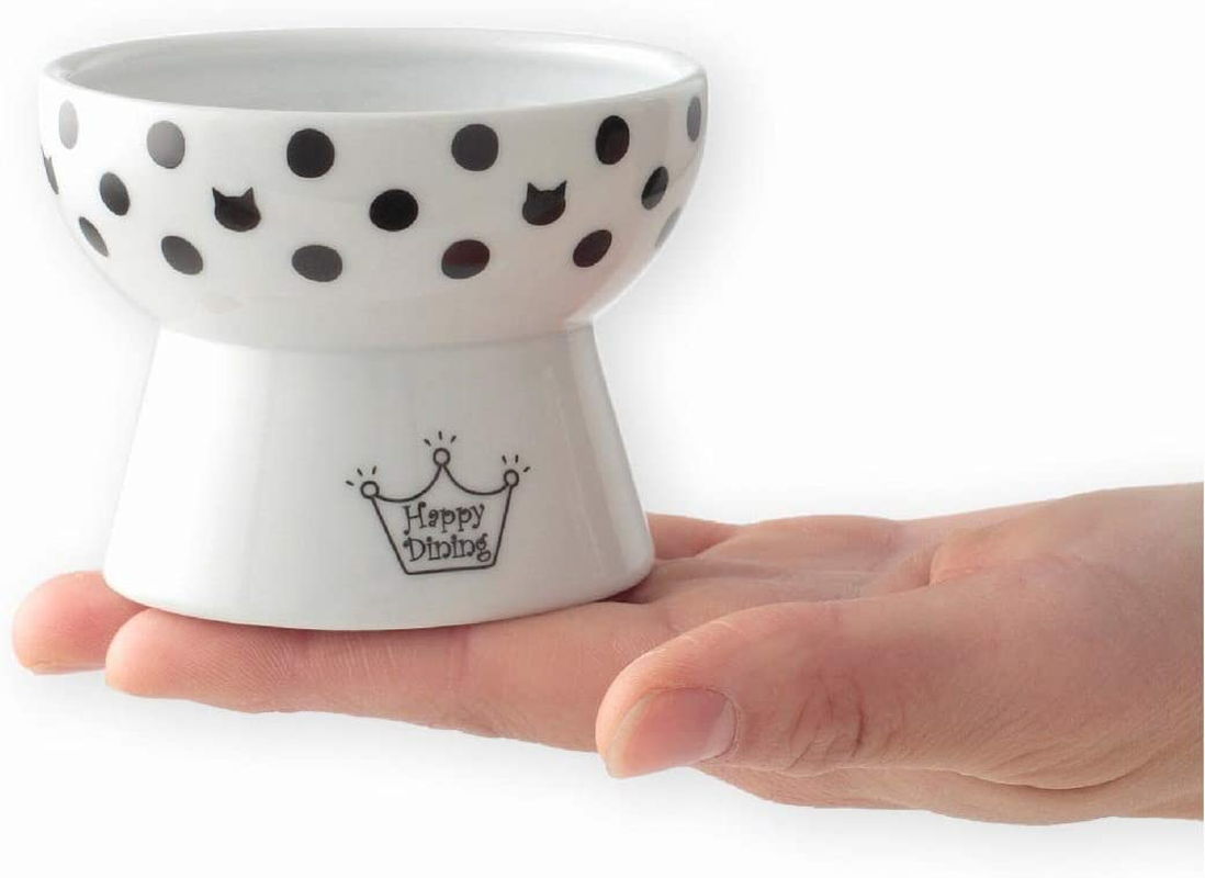 Necoichi Raised Stress Free Cat Food Bowl, Elevated, Backflow Prevention, Dishwasher and Microwave Safe, No.1 Seller in Japan! (Cat Dots, Mini) image number 5