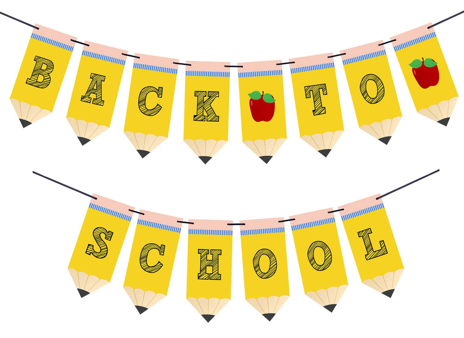 Back to School Pencil Banner - First Day of School Banner - Back to School Banner - Classroom Decor - Teacher Banner - Back to School Party Decorations image number 1