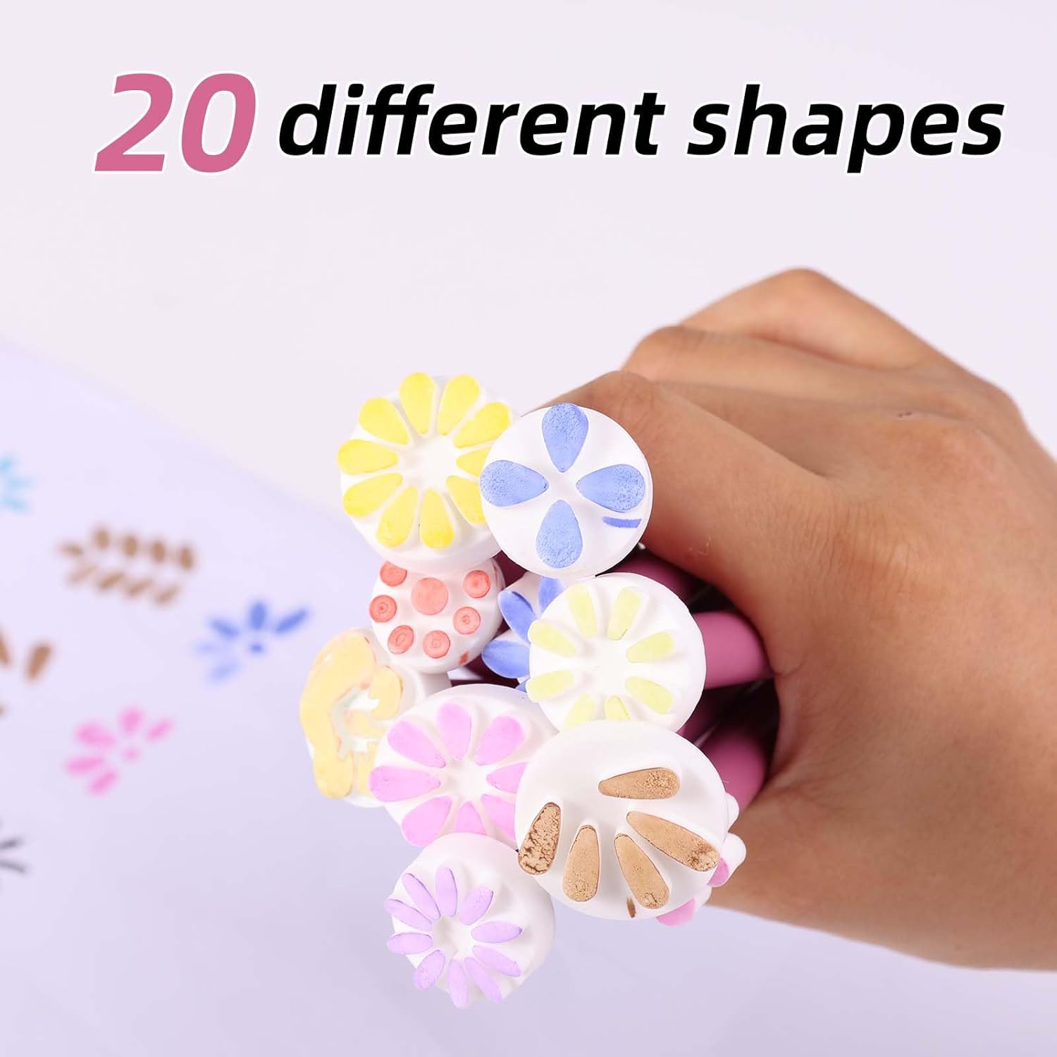 10Pcs Dual-Ended Flower Dotting Tools, 20 Shapes Plastic Dotting Pens Cute Mandala Painting Tools for Crafts Nails & DIY Decor (Purple) image number 3