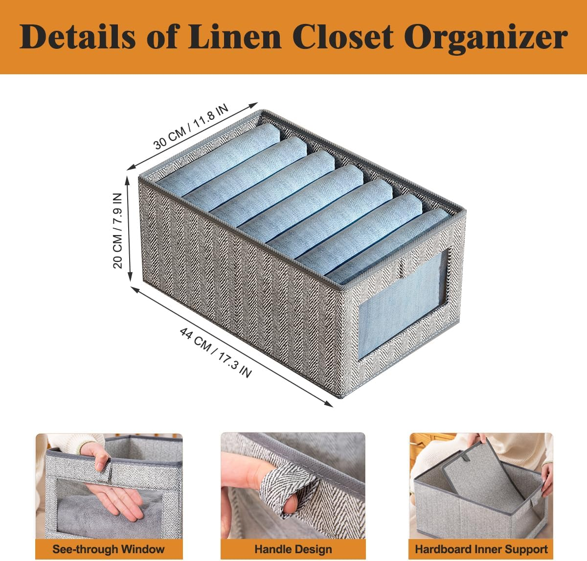 Wardrobe Clothes Organiser,6 Pack Wardrobe Organiser, See-Through Window for Home Storage & Organisation,Foldable Storage Containers with Handle for Jeans,Underwear,Blankets image number 1