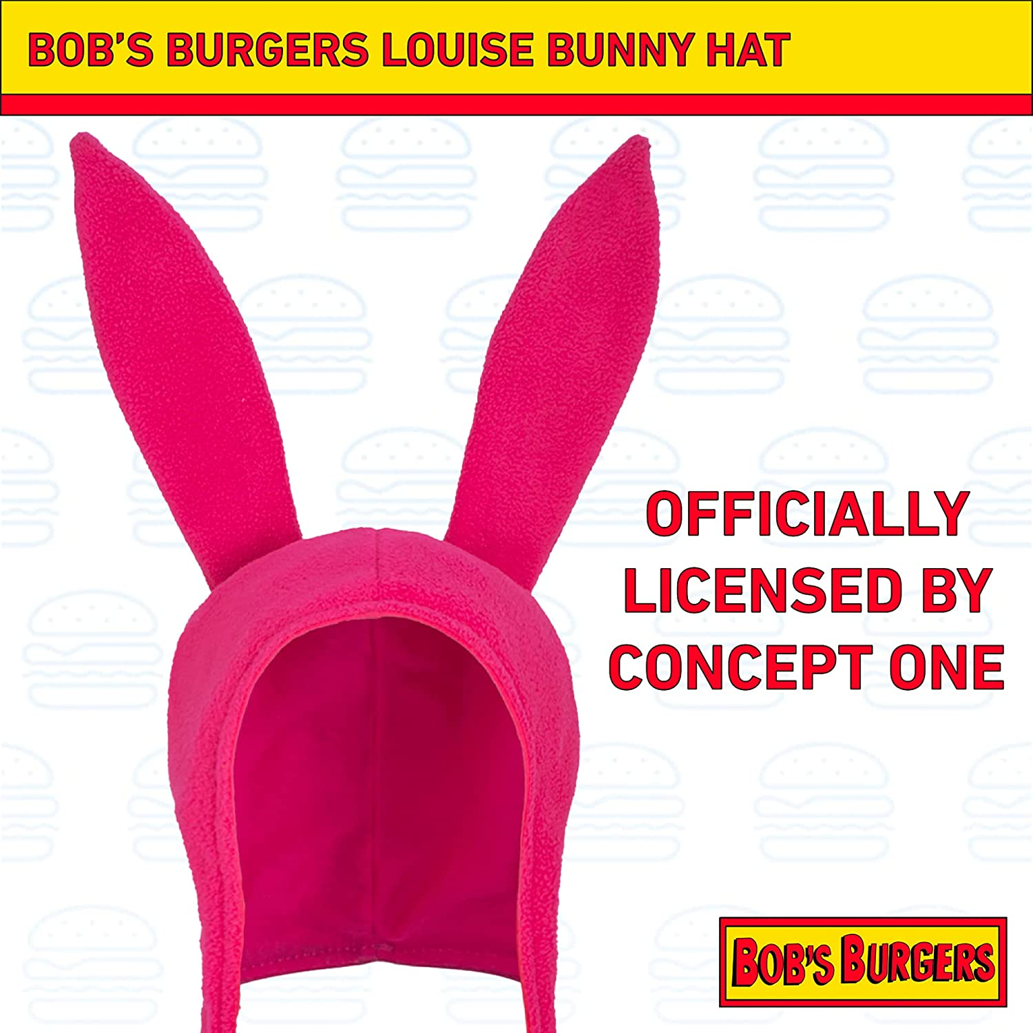 Concept One Womens Bob'S Burgers Louise Cosplay Bunny with Floppy Ears Fleece Beanie Hat, Pink, 0 US, Pink, One Size image number 6