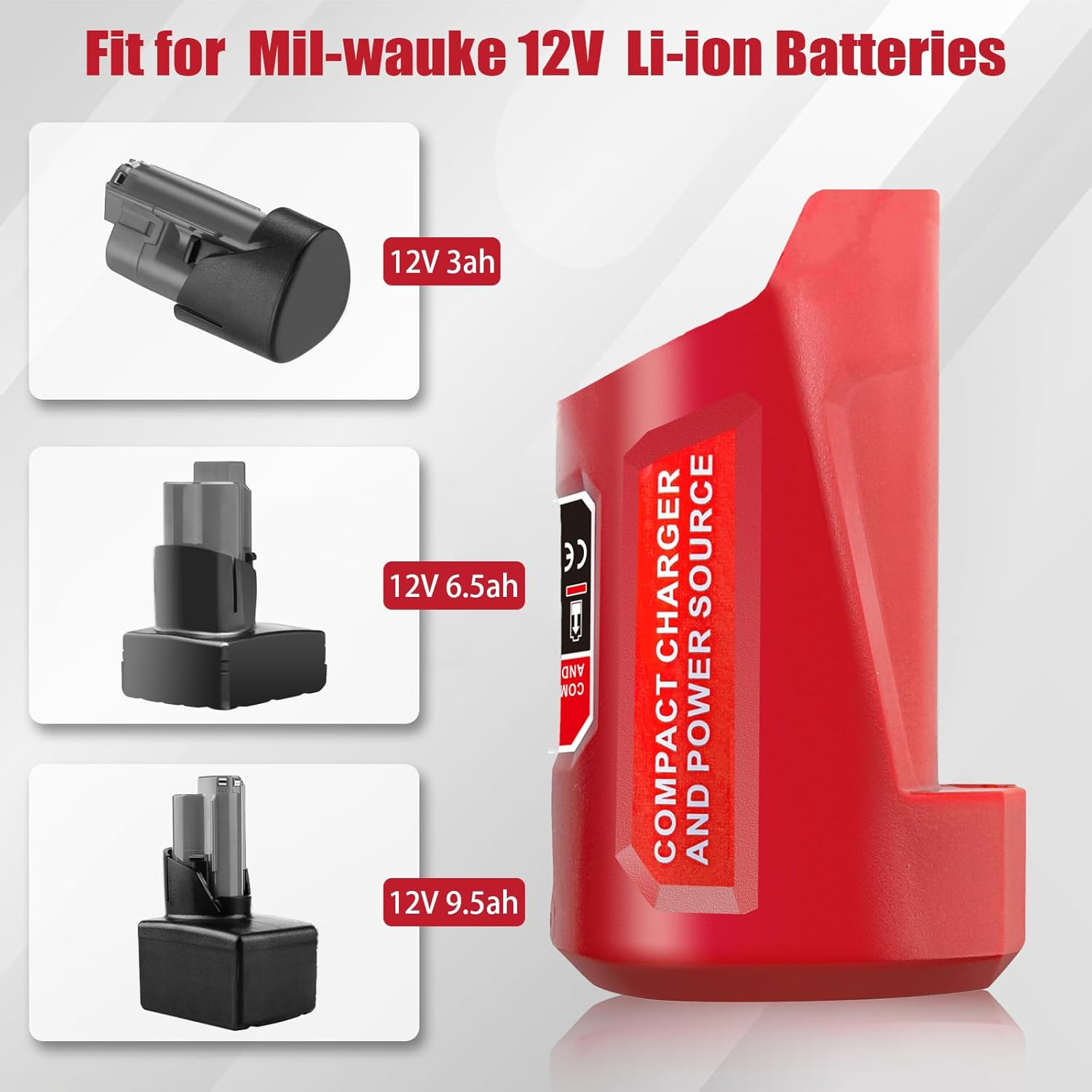 EID M12 USB Adapter Power Source for Milwaukee M12 12V Batteries, 10.8V/12V Heated Jacket Power Source, Li-Ion Battery Adapter, 5V/2.1A USB & 12V/3A DC Output image number 2