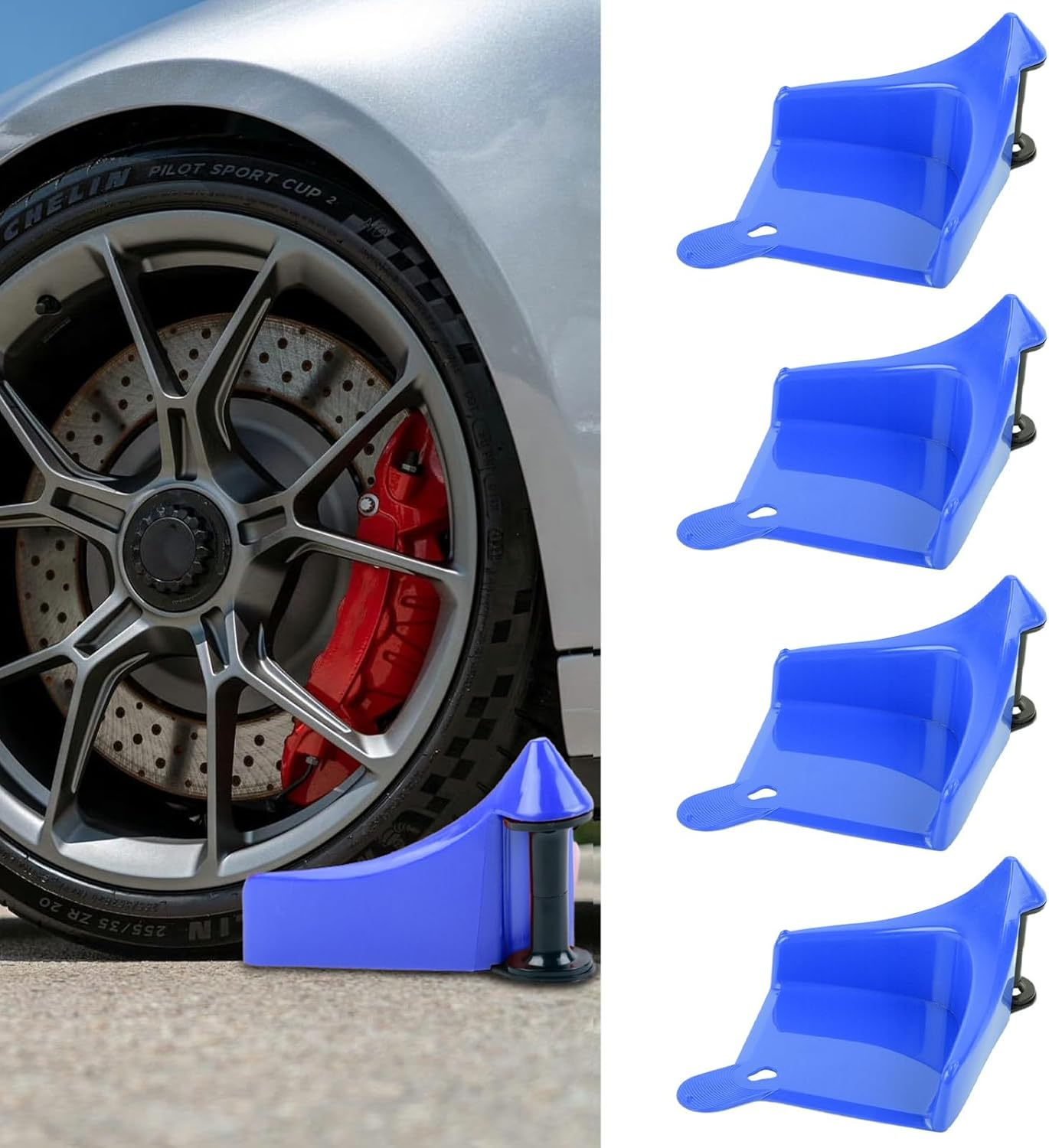 4 Pcs Car Hose Guide,Tire Hose Roller for Car Washing,Blue Plastic Car Detailing Tool to Prevent Sticking,Pressure Washing Tube Guide for Tire Cleaning,Detailing Supplies Essentials image number 1