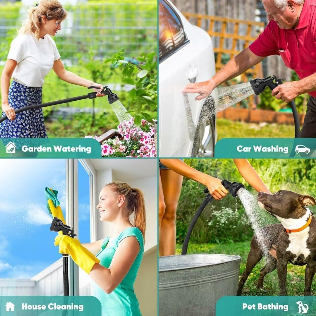 75Ft Garden Hose 22.5M Water Hose, with 8 Function Spray Nozzle, 1/2 Inch & 3/4 Inch Convertible Connectors, 22.5M Stretch Garden Hose Ideal for Car Wash & Garden