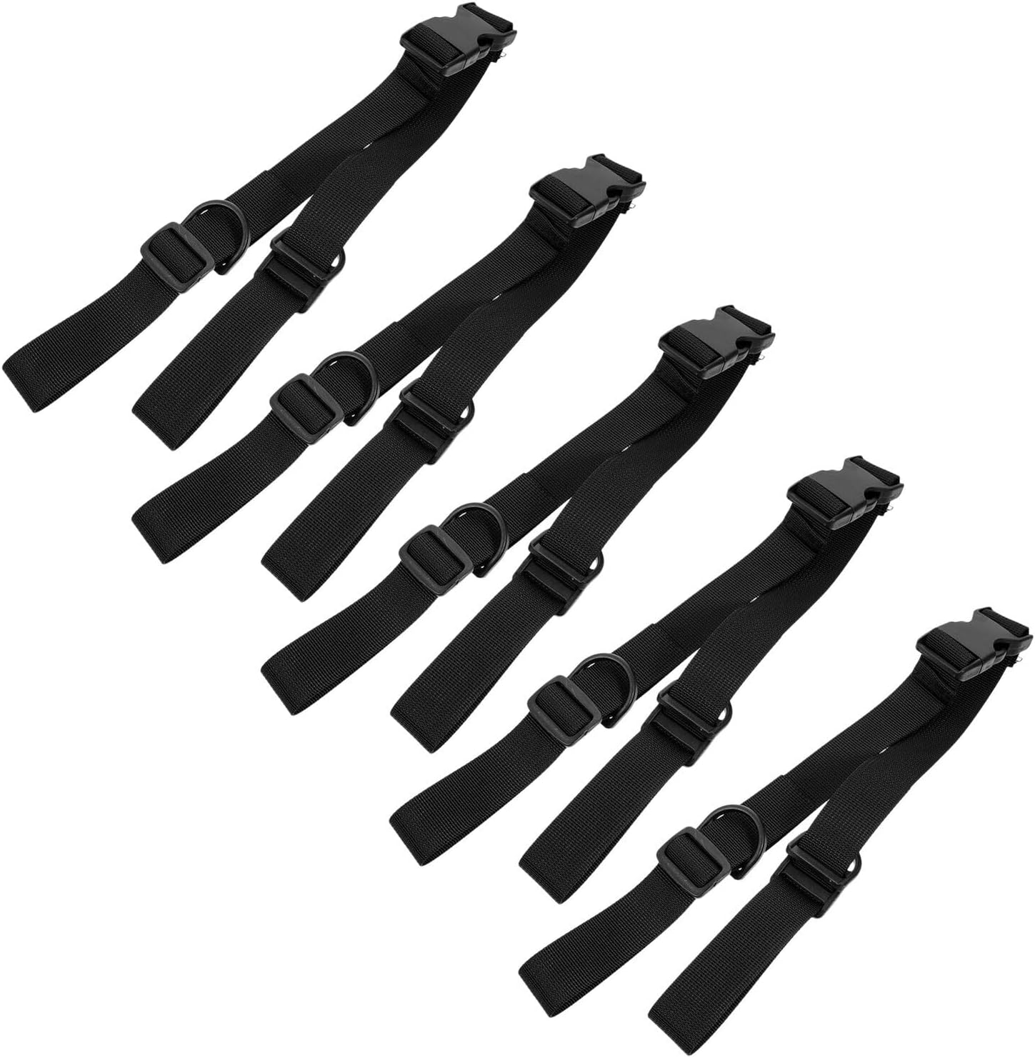 CORHAD 5Pcs Multifunctional Black Nylon Luggage Straps Quick-Release Buckle, Adjustable Backpack Gear Straps for Suitcases, Tents, Yoga Mats and Outdoor Mountaineering