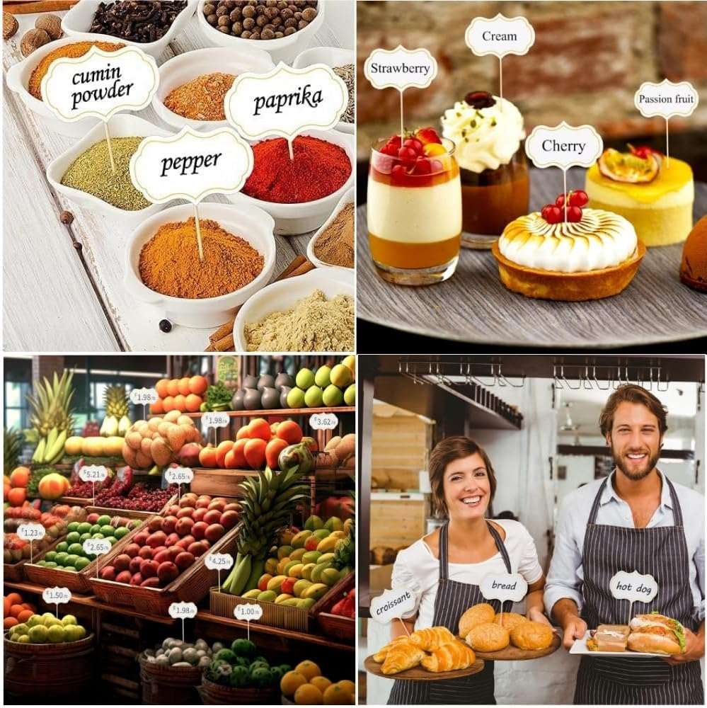 Cheese Markers Cheese Labels, 50Pcs Cheese Markers Cake Topper Toothpick Cupcake Toppers,Blank Toothpick Flags Cheese Markers Buffet Labels,Cheese Markers Food Labels,Cheese Markers for Food Labels image number 2