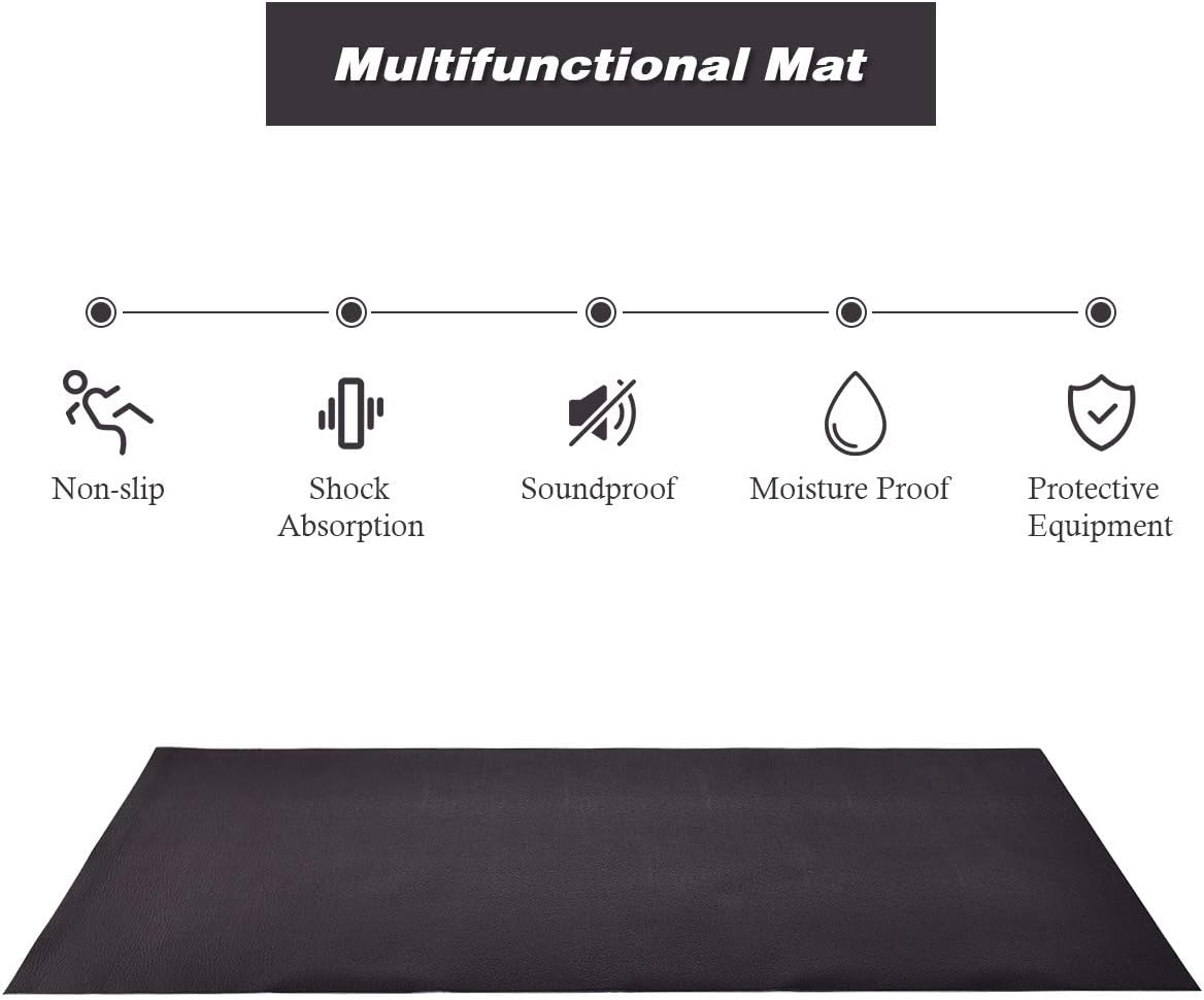 Costway Exercise Mat, Black, High-Density PVC, Floor Protection Mat for Treadmill, Stationary Bike, Elliptical Trainer, Spin Bikes