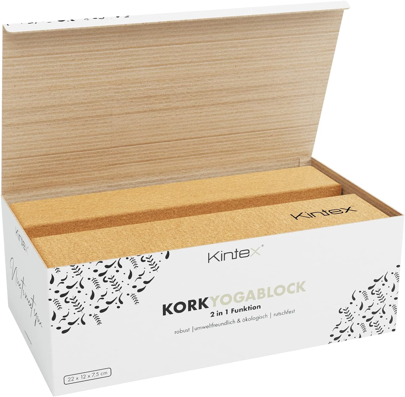 Kintex Cork Yoga Block, 2 in 1 Function, Pilates, Gymnastics, Fitness, Workout, Natural Cork, Lightweight and Durable image number 3