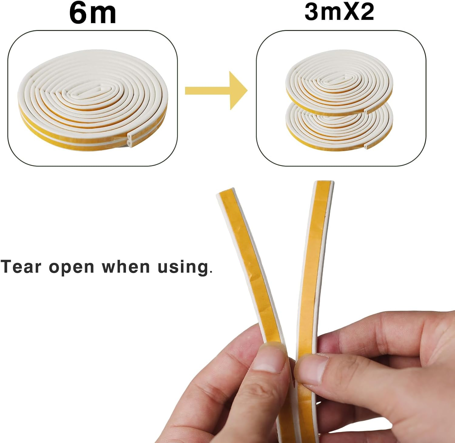 Kaoruo Door Weather Stripping Seal Strip &ndash; 6M Self-Adhesive D-Type Foam Tape for Doors & Windows, Soundproof, Insulation & Draft Stopper image number 5