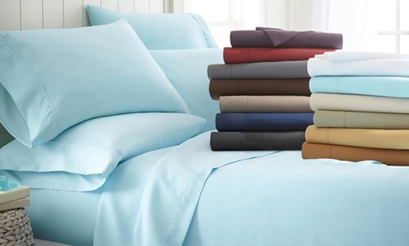 Split TOP King Sheets, 4 Piece Set - Hotel Luxury Sheets for Top Split King Bed, Super Soft Breathable and Cooling for Adjustable Mattresses 1800 Threads (Light Gray, Top Split King(28"-34")) image number 6