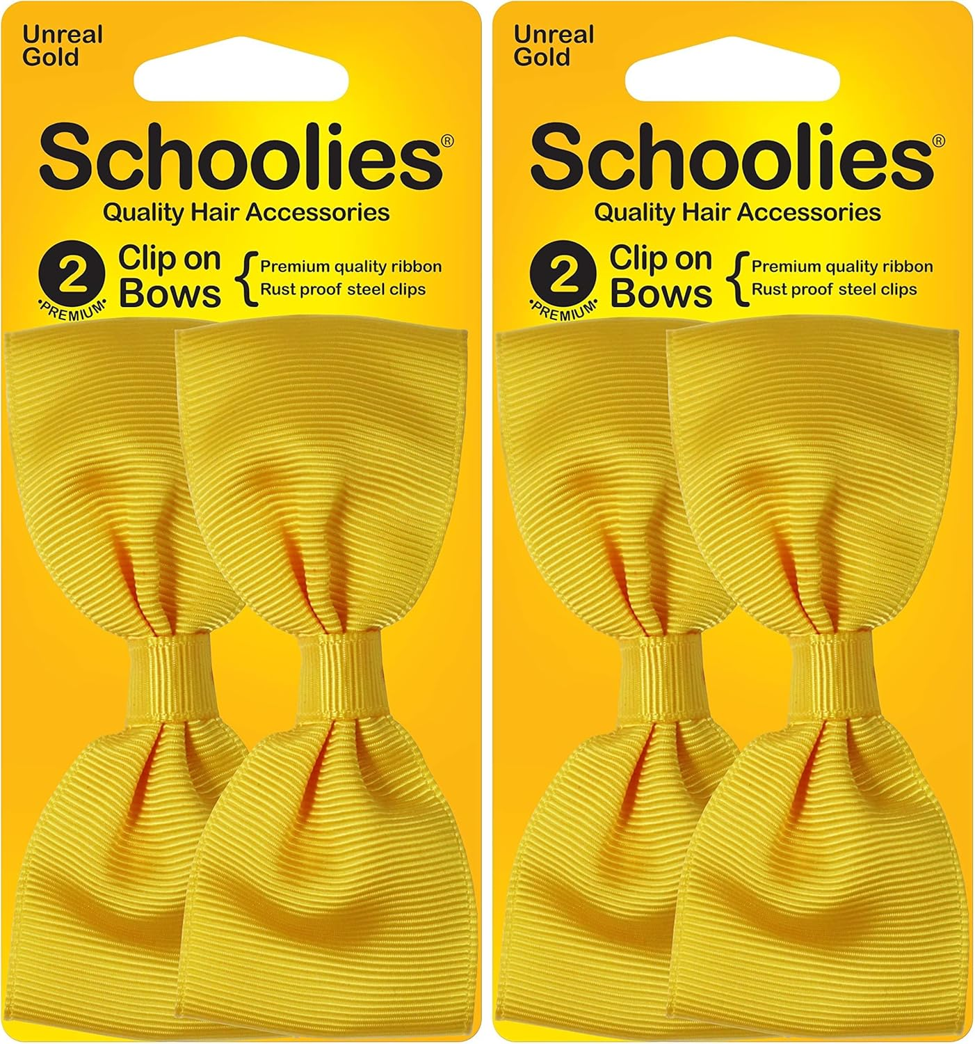 Schoolies Hair Accessories Clip on Bows 2 Pieces, Kool Blue - 1 Count (Pack Of 2), Unreal Gold
