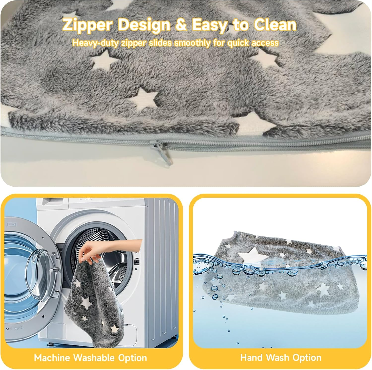 Homegroove 2 Pack Cat Window Perch, 24 X 12 Inch Foldable Cat Hammock for Window with Sturdy Metal Frame, Cordless Window Bed for Resting Seat for Indoor Cats (Grey-With Star Pattern, 60 X 30 CM) image number 6