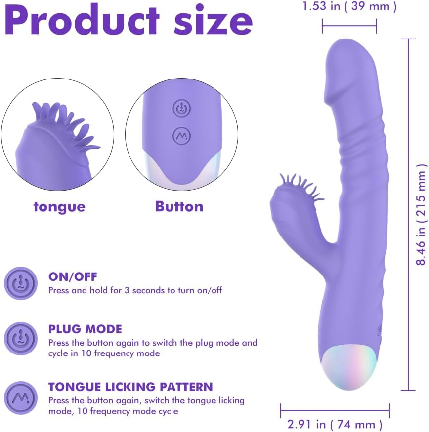 Thrusting Dildo Vibrator Adult Toys for Women - Sex Toys Dildos Rabbit G Spot Vibrator with 3 Fast Thrusting & 10 Vibration Modes, Silicone Clitoral Stimulator Adult Sex Toy for Women Couple image number 6