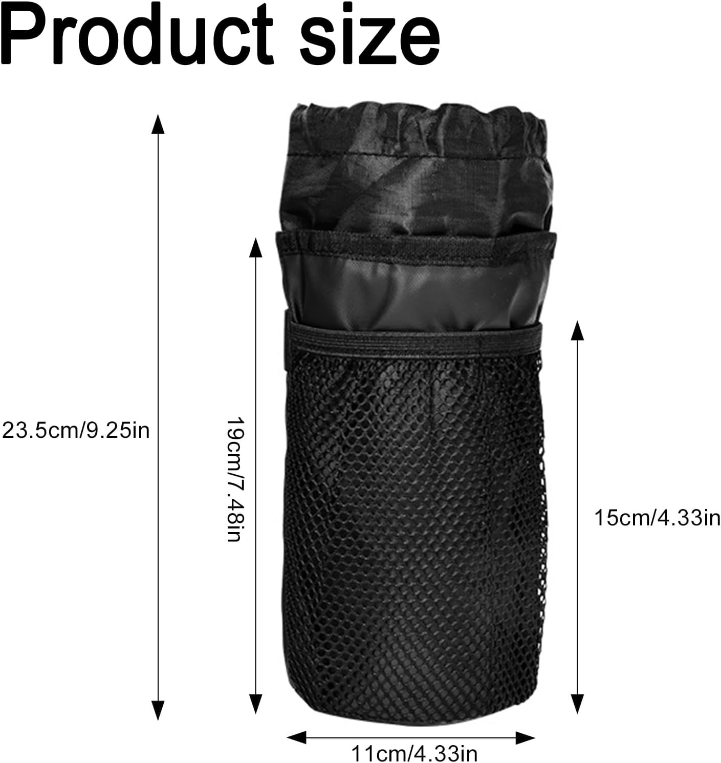 KOZTOL Bike Water Bottle Holder, Cup Holder for Bike, Universal Drink Holder Accessories with Net Pocket and Cord Lock, Water Bottle Holder for Kids, Mountain, Cruiser, Road Bikes(Black)