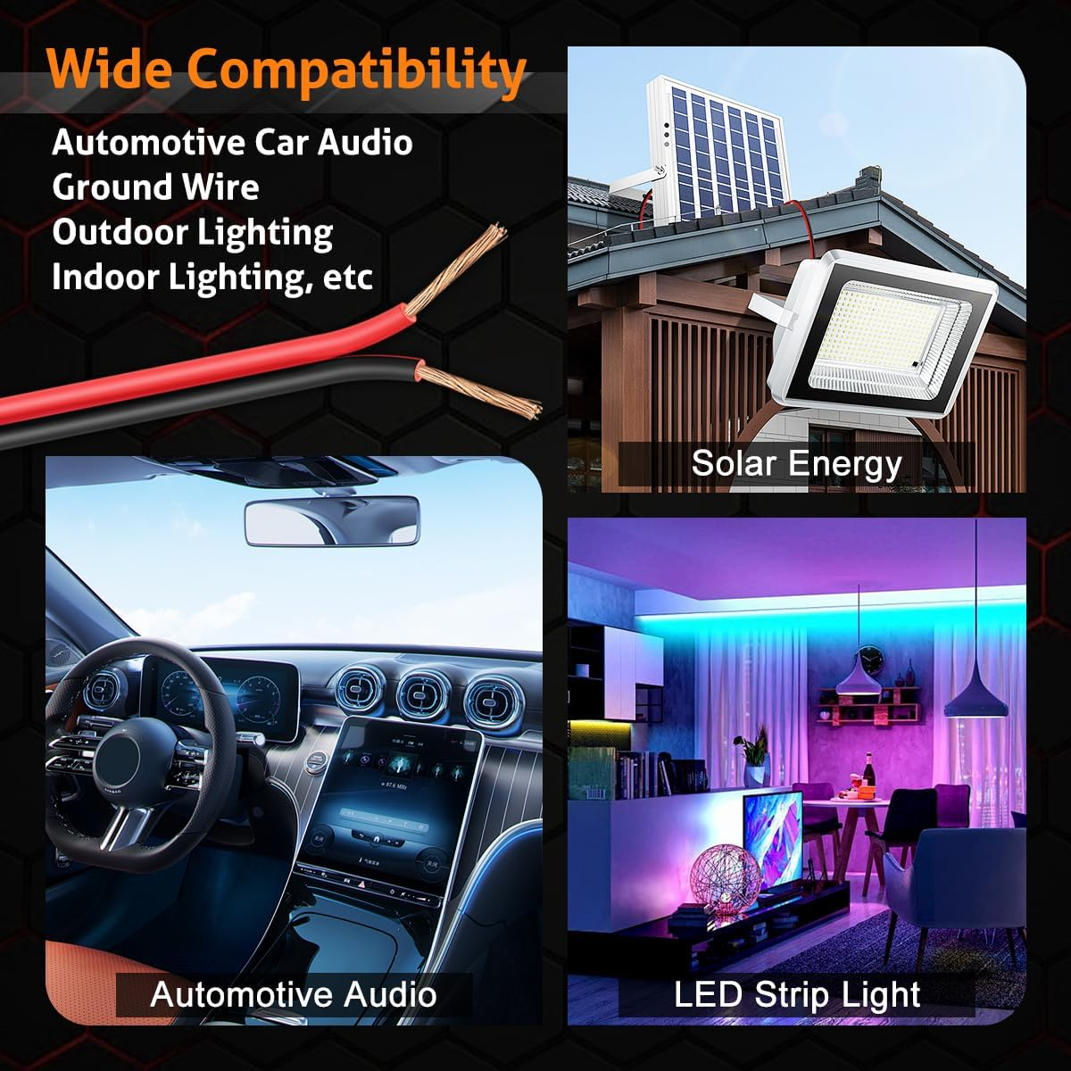 UCINNOVATE 14 AWG Electrical Wire, Flexible 200FT (100FT Red + 100FT Black) 14/2 Gauge Red Black Cable Hookup CCA Electrical Wire LED Strip Extension Wire 12V 24V DC, 14AWG Speaker Cable Cord LED Lamp image number 3