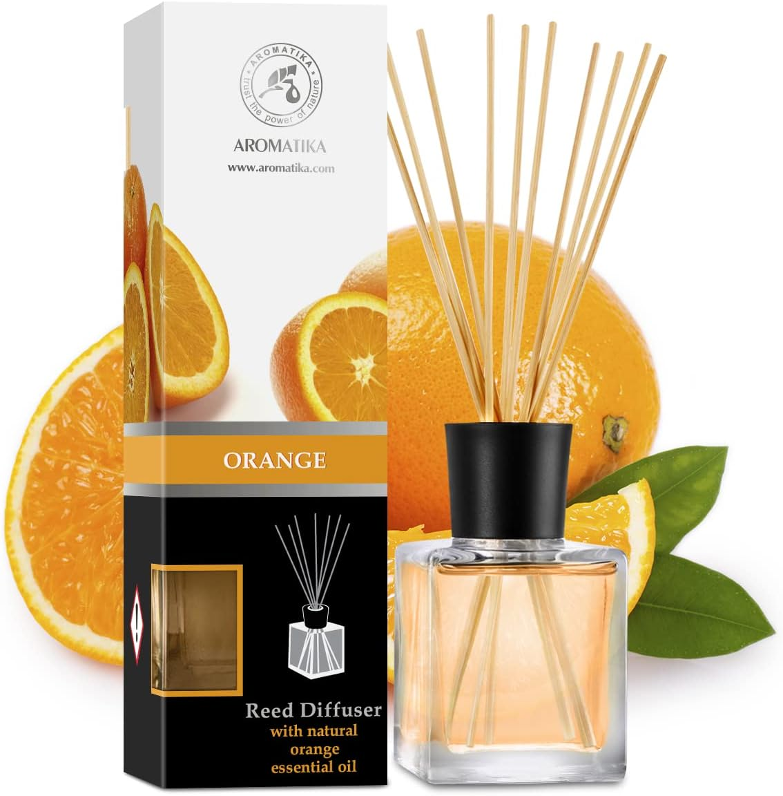 Orange Reed Diffuser Natural Essential Orange Oil 200Ml - Fresh & Long Lasting Home Fragrance - Gift Set with Bamboo Sticks - Best for Aromatherapy - Spa - Home - Kitchen - Bath - Office image number 5