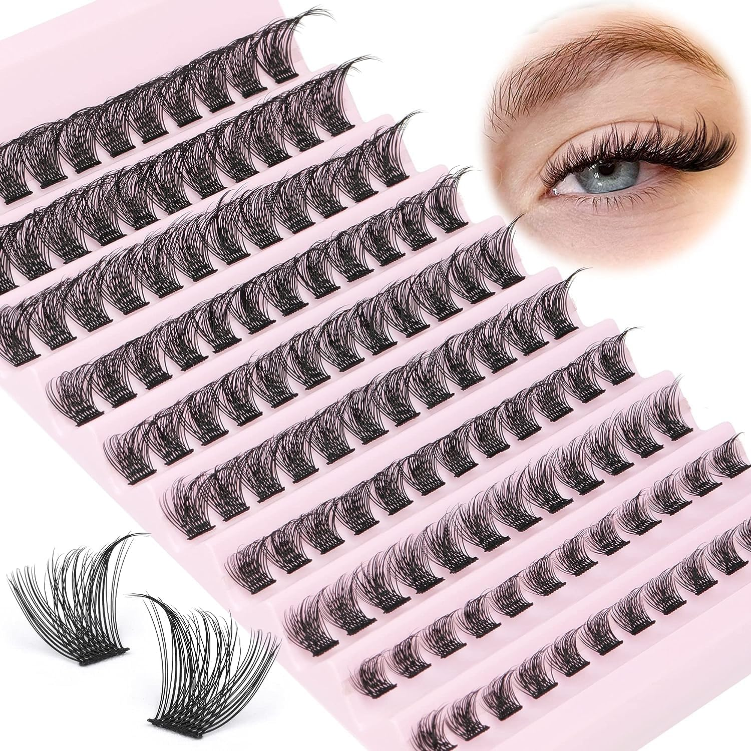 TNTAIAHL Lash Clusters 120Pcs Cluster Lashes 8-16Mm Wispy Individual Lashes Extensions Natural Look Lashes D Curl Fluffy Cluster Lashes DIY Eyelash Extension