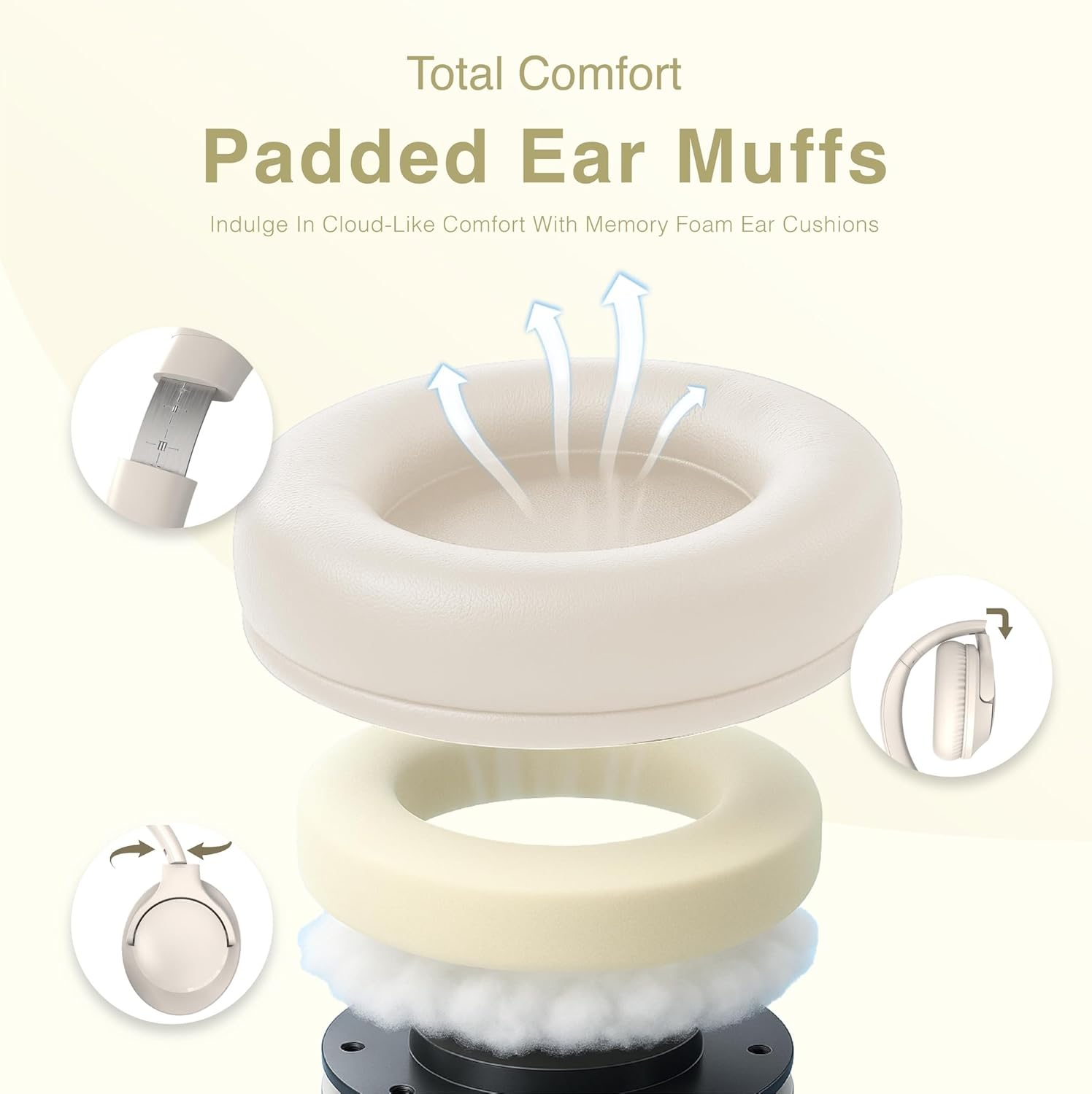 MIDOLA Wired Headphones Over-Ear Hi-Fi Sound with Microphone Adjustable Foldable, 1.5M Cord & 3.5Mm Jack, Lightweight Headset for Kids Adults PC Ipad Laptop Milk White image number 4