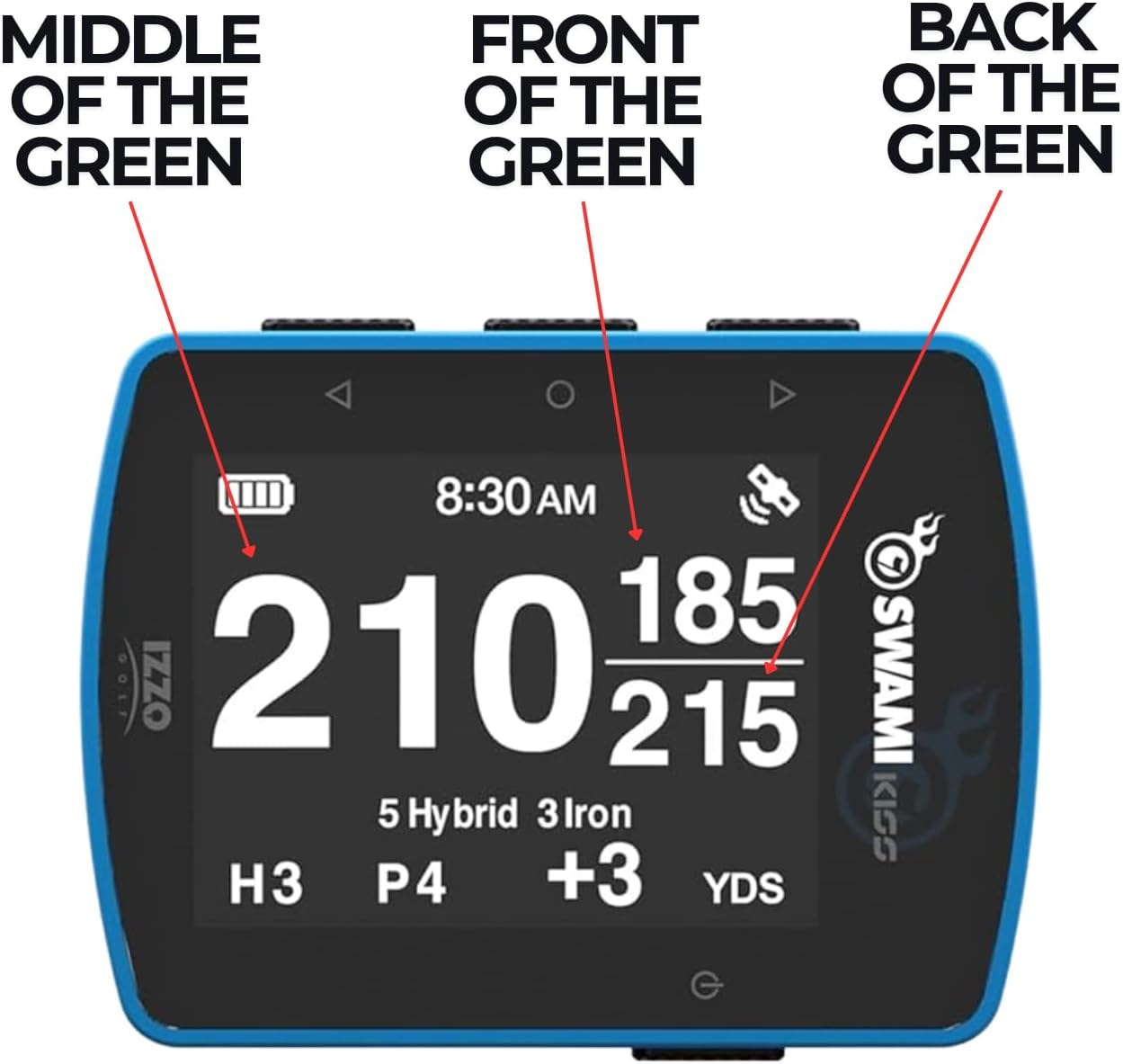 Swami KISS 2.0 Handheld Golf GPS Ragnefinder with Integrated Magnets - Blue - Grey image number 5