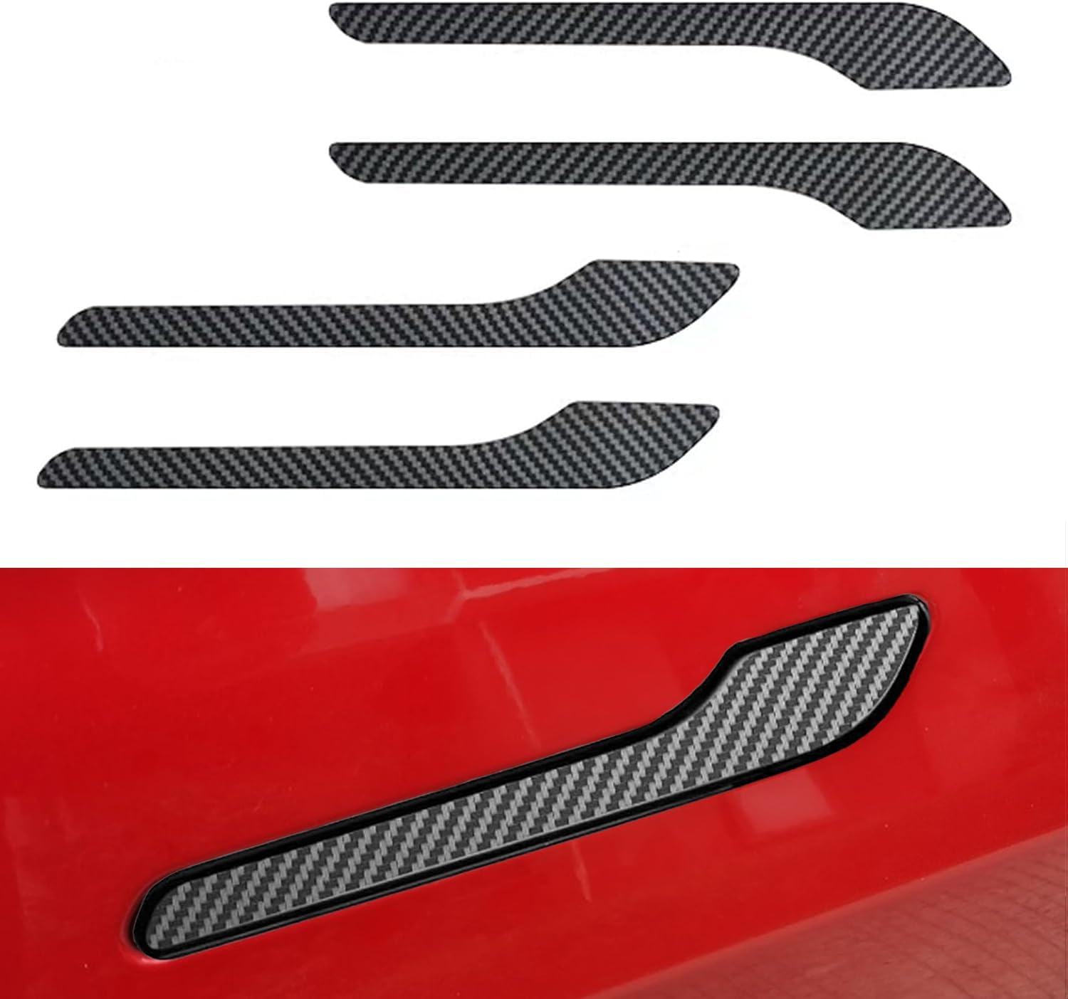 Suleto Car Handle Cover Compatible with Tesla Model 3/Y, Door Handle Cover Wrap Sticker Decoration Stylish for Model 3/Y 2017-2023 Car Door Handles Wrap Cover Car Accessories 4PCS - Glossy Black image number 6