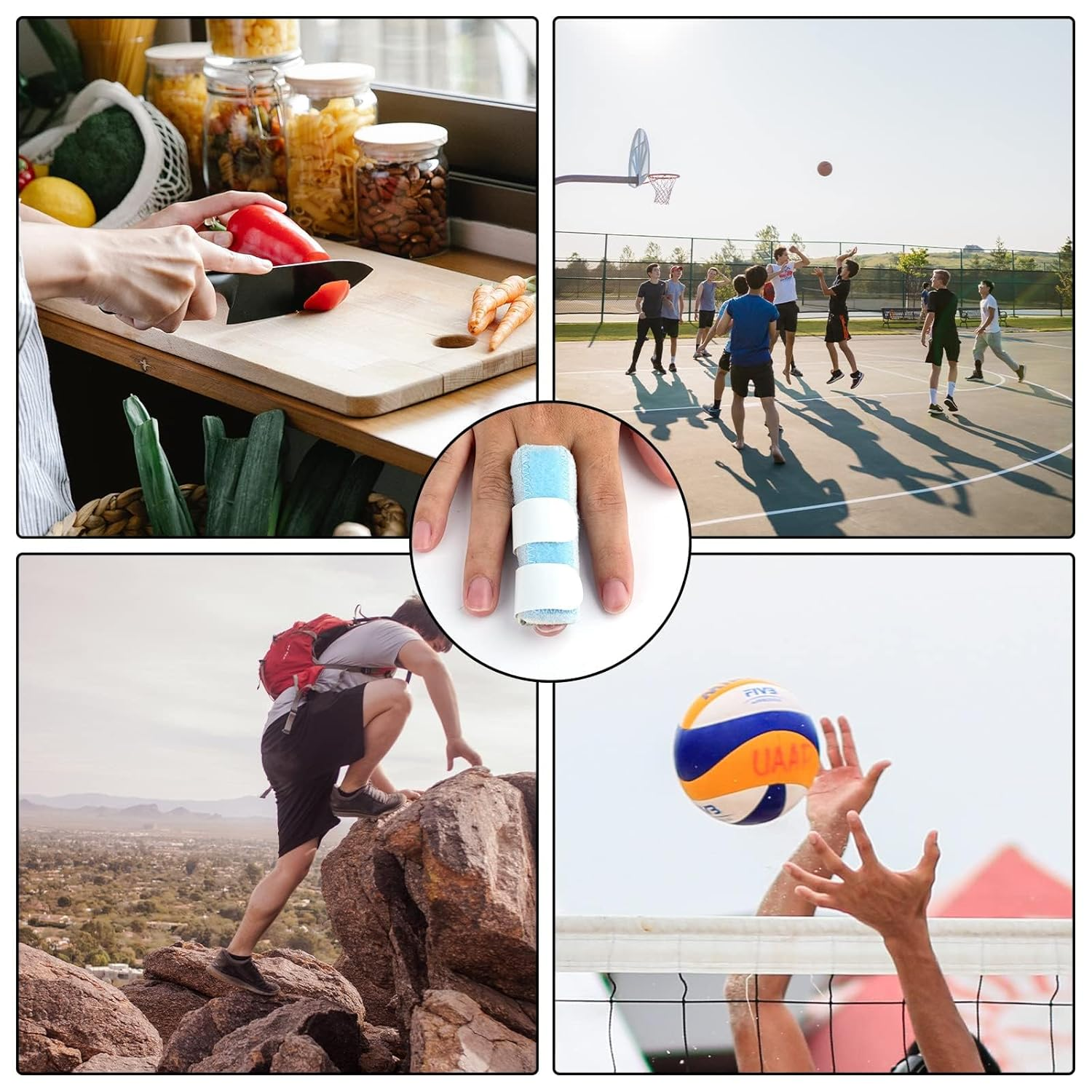 ZANZER 4Pcs Finger Splints, Finger Straightening Brace for Arthritis Finger Support for Trigger Broken and Strained Fingers (4, Pale Pink+Dark Gray+Red+Azure) - 5, 5&times;Black image number 5