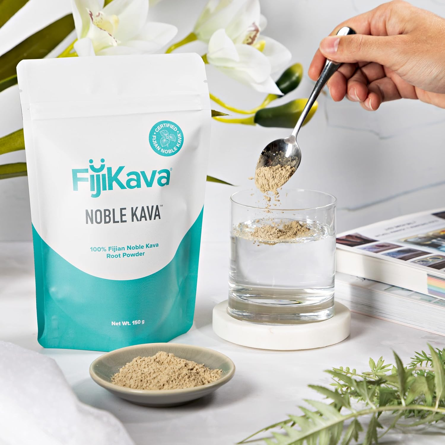 Fijikava Micronized Noble Kava Instant Extract Powder from 100% Certified from Fiji - Promotes Restful Sleep, Supports Relaxation; Calms & Soothes the Nerves, Instant Kava Powder (50G) image number 1