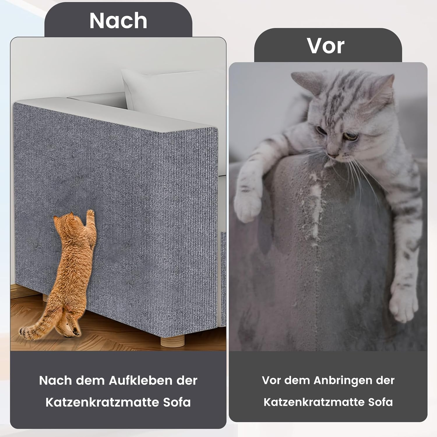 Self-Adhesive Cat Scratching Mat, Cat Wall, DIY Scratching Board, Cat Scratch Protection, Sofa Cat, Ideal for Scratching Mat, Cats, Cat Scratching Boards, Scratching Wall Grey, 200 X 40 Cm image number 6