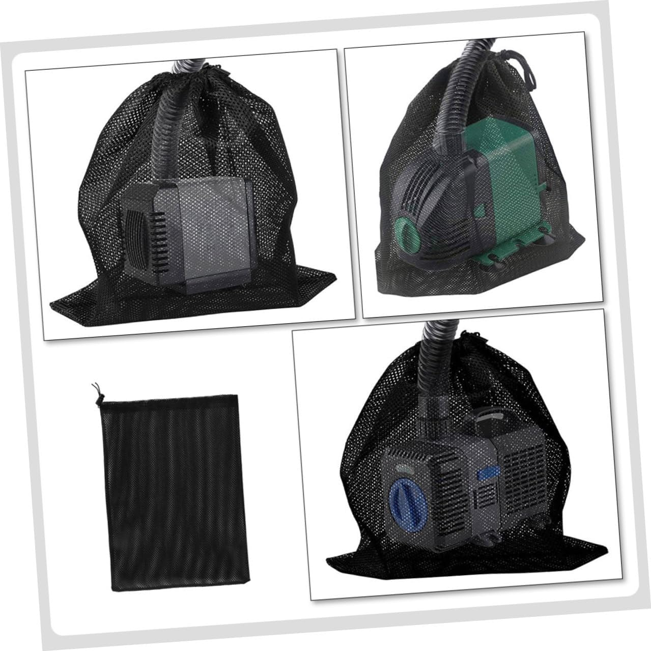 Pump Filter Mesh Bag with Drawstring Black Barrier Bag for Debris Filtration Suitable for Aquarium Fish Tank Pumps Prevents Clogging and Damage