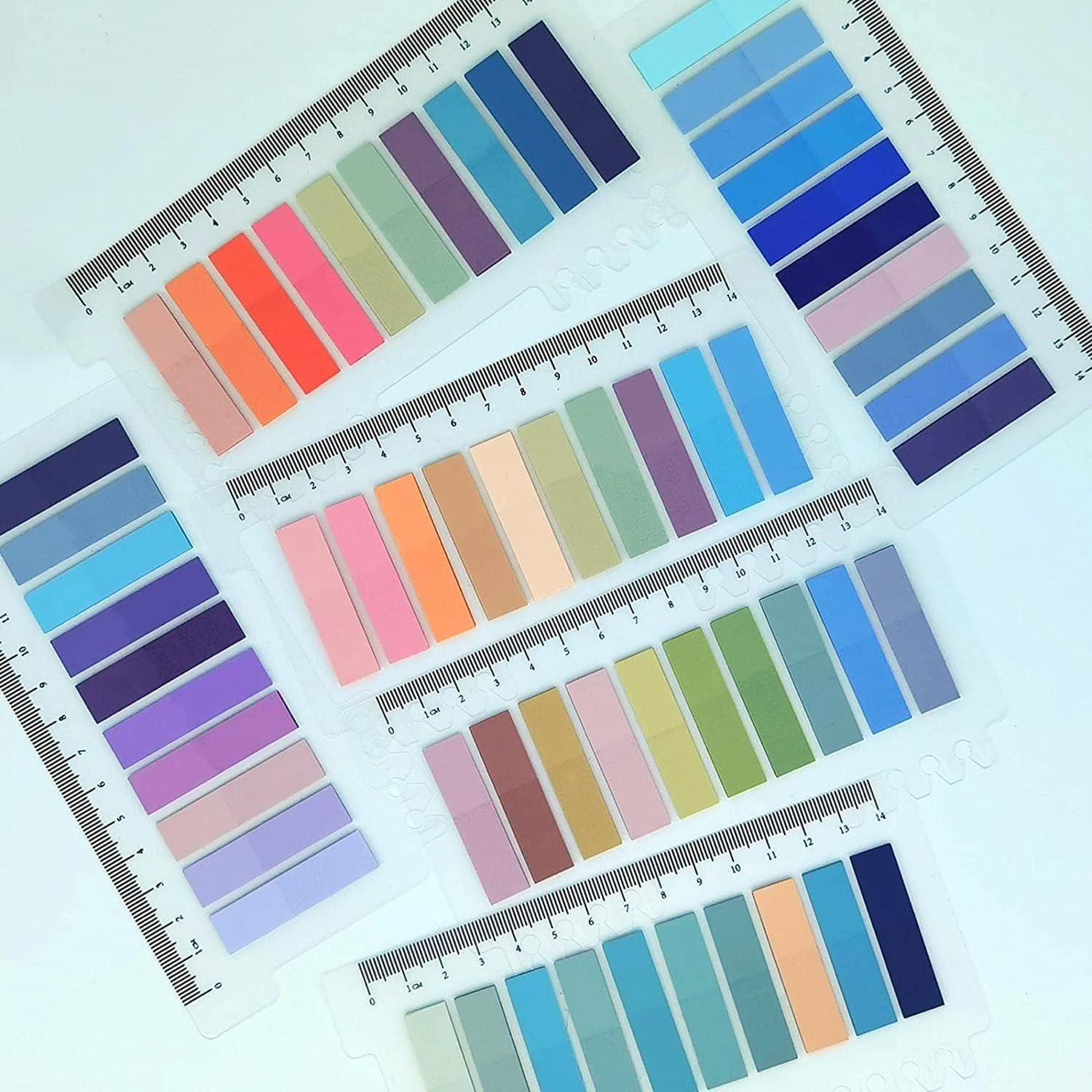 FLAFARY1200 Pcs Sticky Tabs Index Tabs Book Tabs Transparent Sticky Notes Writable and Multifunctional Tabs with Ruler Reminder Tabs for Page Markers or Book Reading Notes Sorting Files(6 Pack) image number 4