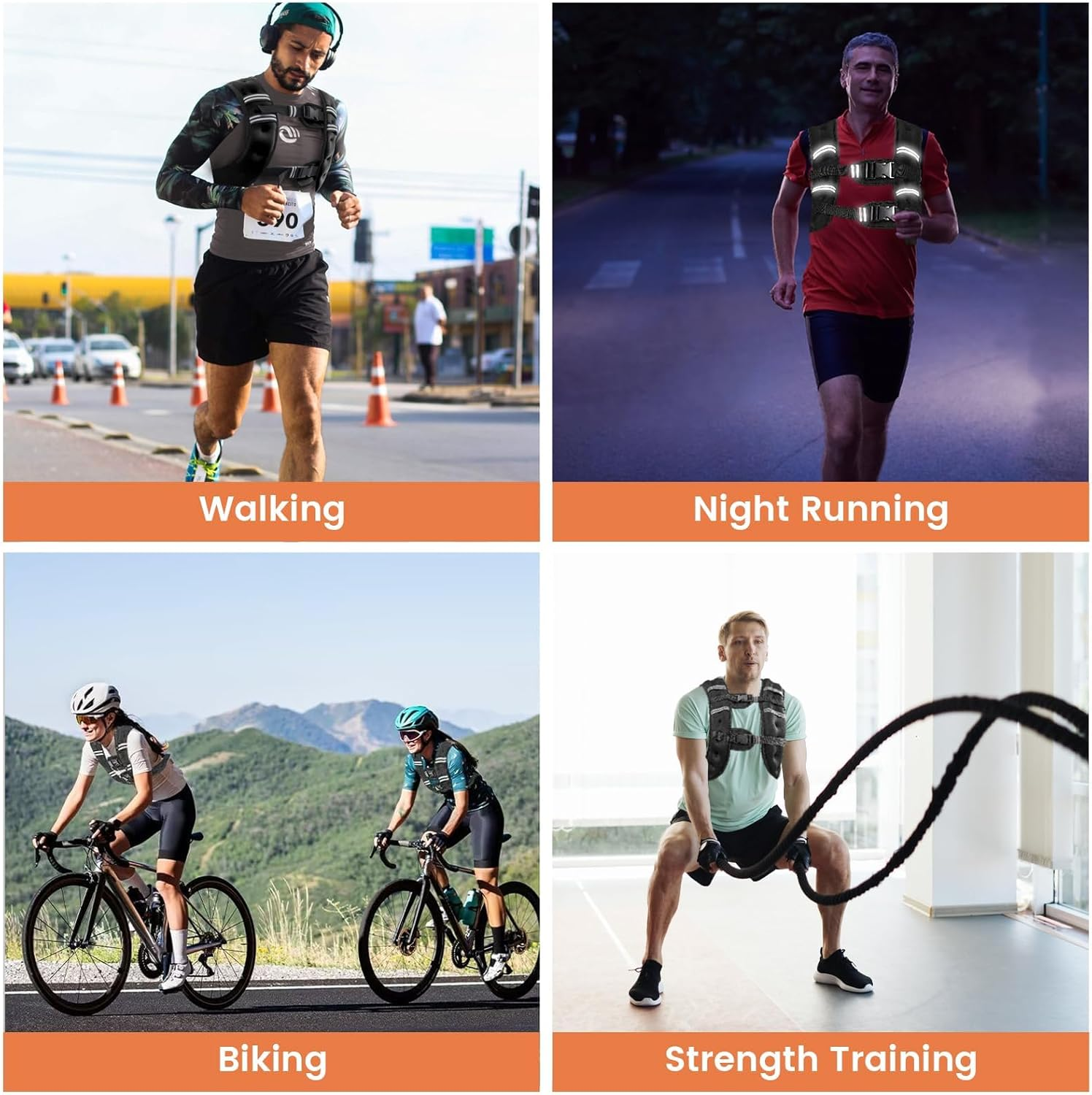 Weighted Vest for Woman Men, Weight Vest with Reflective Stripe Double Adjustable Buckle Straps Back Mesh Pocket for Workout Strength Training Walking Jogging Running image number 1