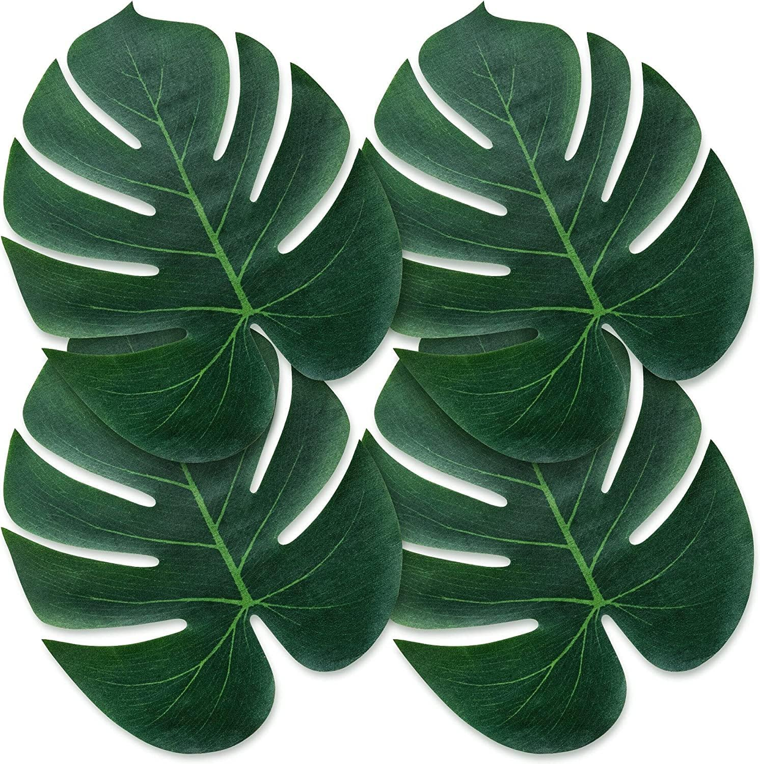 ATFL Artificial Palm Leaves, 50 Pcs Big Leaf Placemats, Green, 13.38" X 11.4", Tropical, Large-Leaf, Reusable, Home Decor