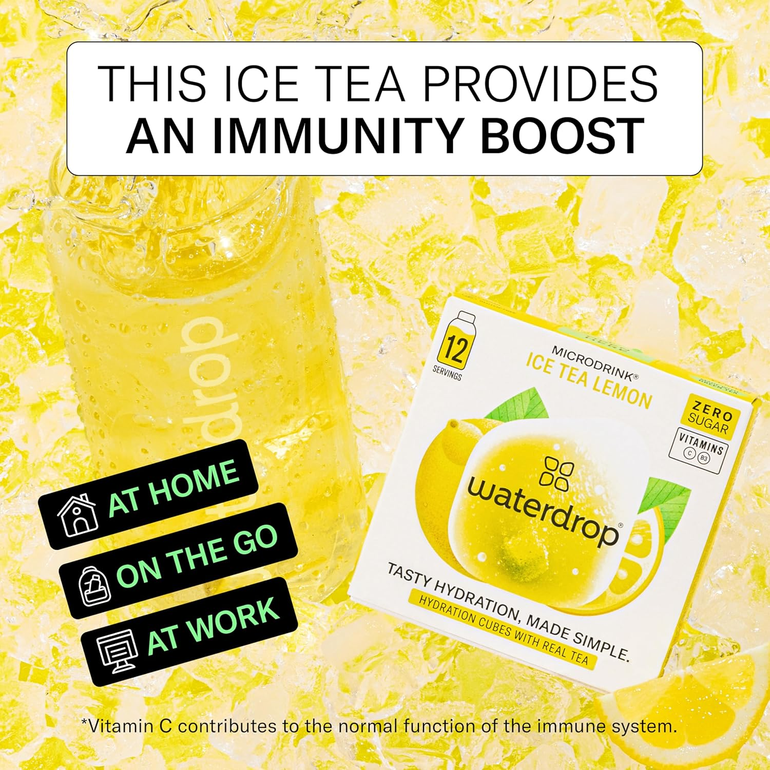 Waterdrop&reg; Microdrink Ice Tea Set - 36 Drops Cubes, Zero Sugar Powder - 3 Fruity Varieties: PEACH, LEMON, RASPBERRY - with Green and Black Tea Extracts - Valuable Vitamins image number 2