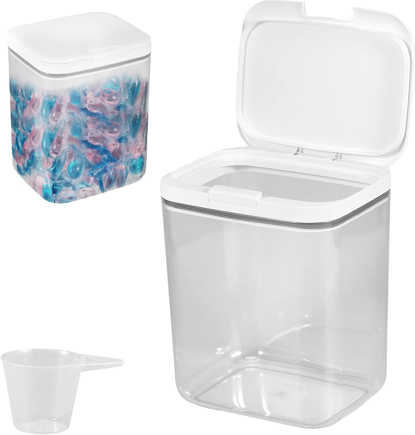 Laundry Pods Container,Automatic Pop-Up Laundry Pods Container,Large Capacity Dishwasher Pod Holder,Holds 2.8L/4.5L/5.5L Sealed Laundry Pod Case for Powder,Detergent,Scent Booster Storage (4.5L/152Oz)