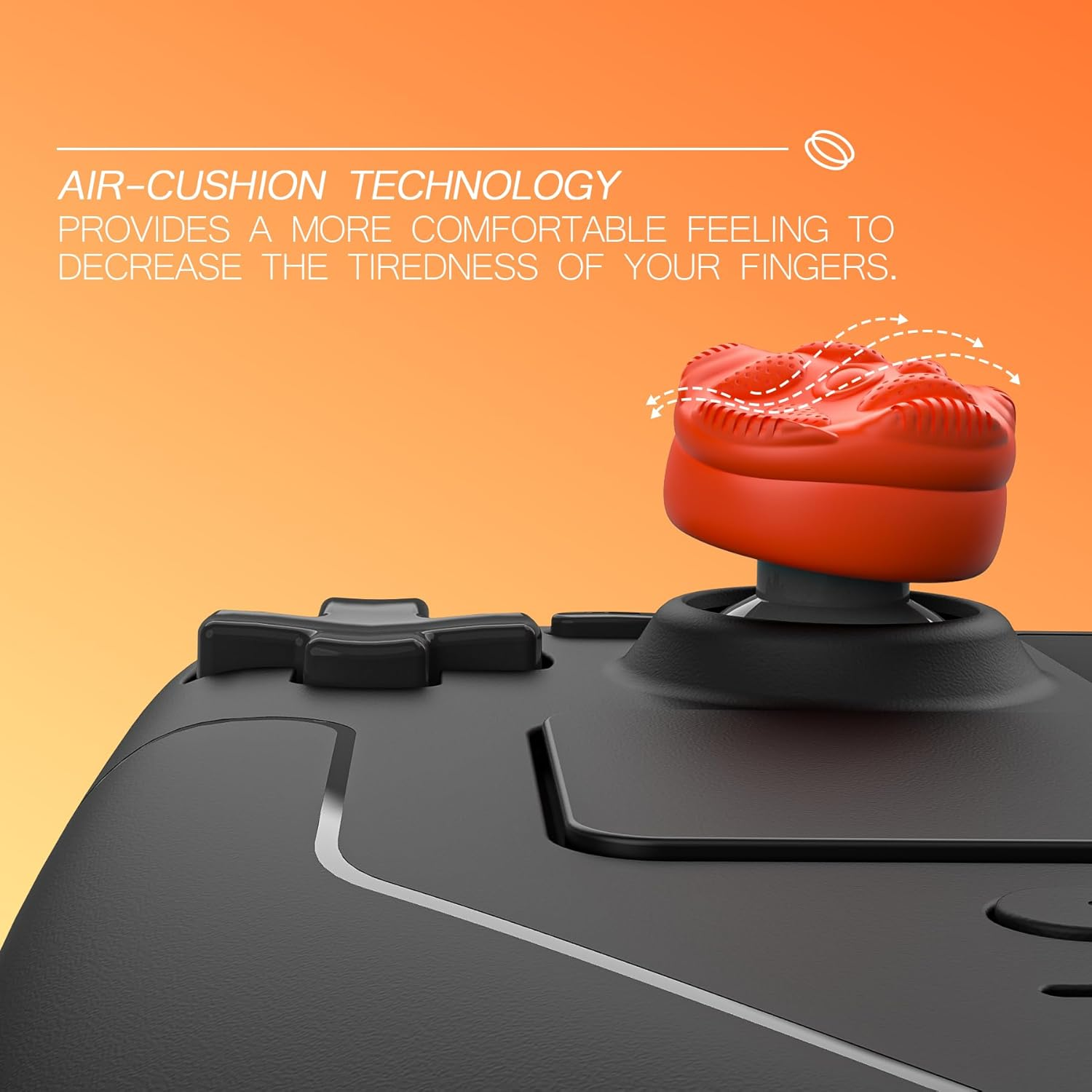 Playvital Thumb Grips for Steam Deck LCD & OLED (4-Pack), Thumb Cushion Caps with Anti-Slip Texture, Height-Boost Joystick Cover for Steam Deck Accessories - Raindrop Texture Orange image number 1