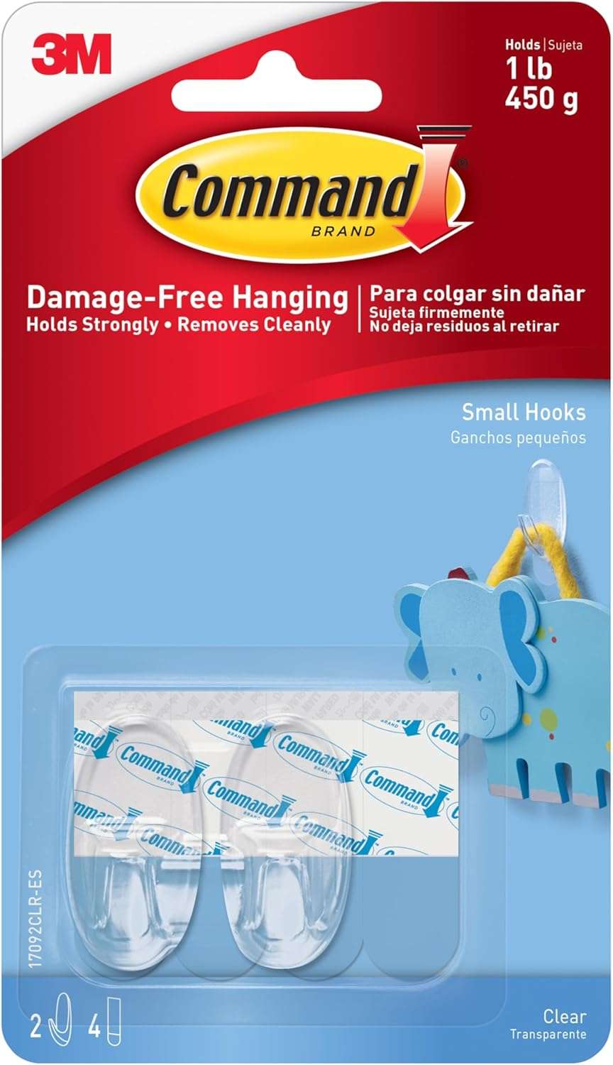 Command Hooks, Medium, Clear, 2-Hooks (17091CLR-ES)
