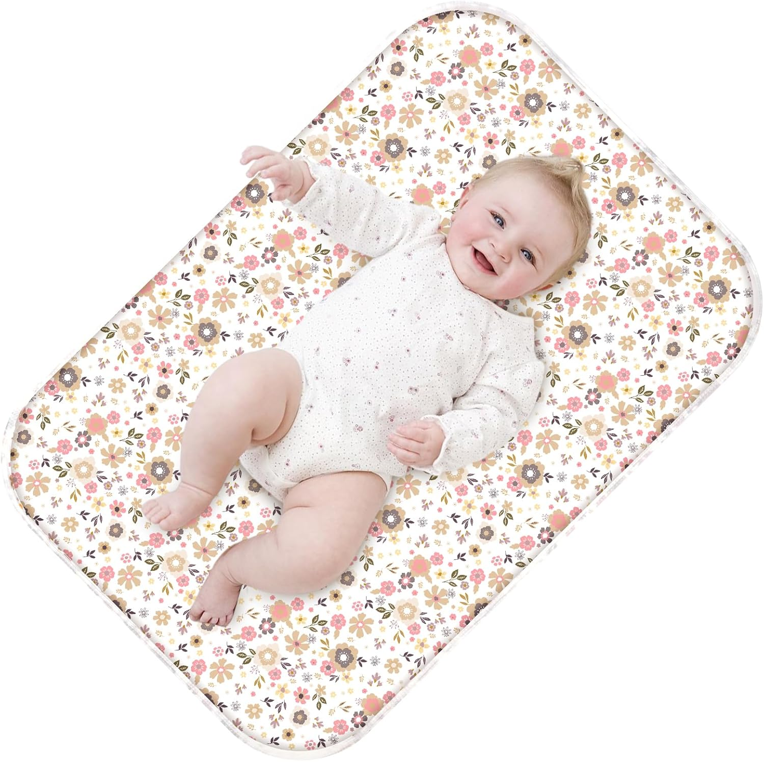 Baby Diaper Changing Pad &ndash; 31.5" X 21.5" Extra Large Waterproof Absorbent Portable Changing Mat, Reusable Changing Pad Liner for Travel or at Home Use(Floral1)