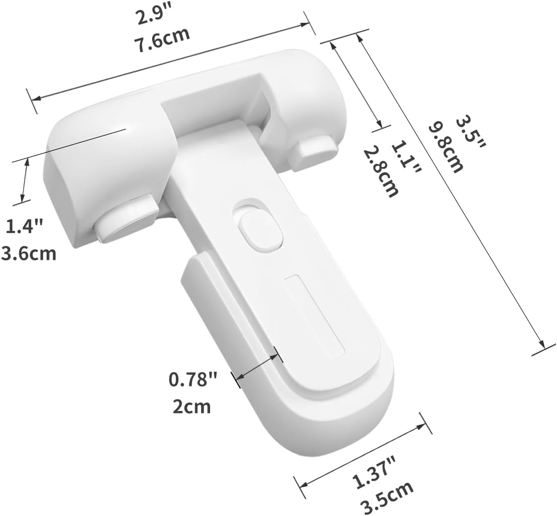 2 Pack Updated Baby Safety Proof Fridge Latch Lock to Keep Door Closed,Child Proof Refrigerator/Fridge/Freezer Door Lock for Toddlers and Kids,No Tools Need or Drill(White)