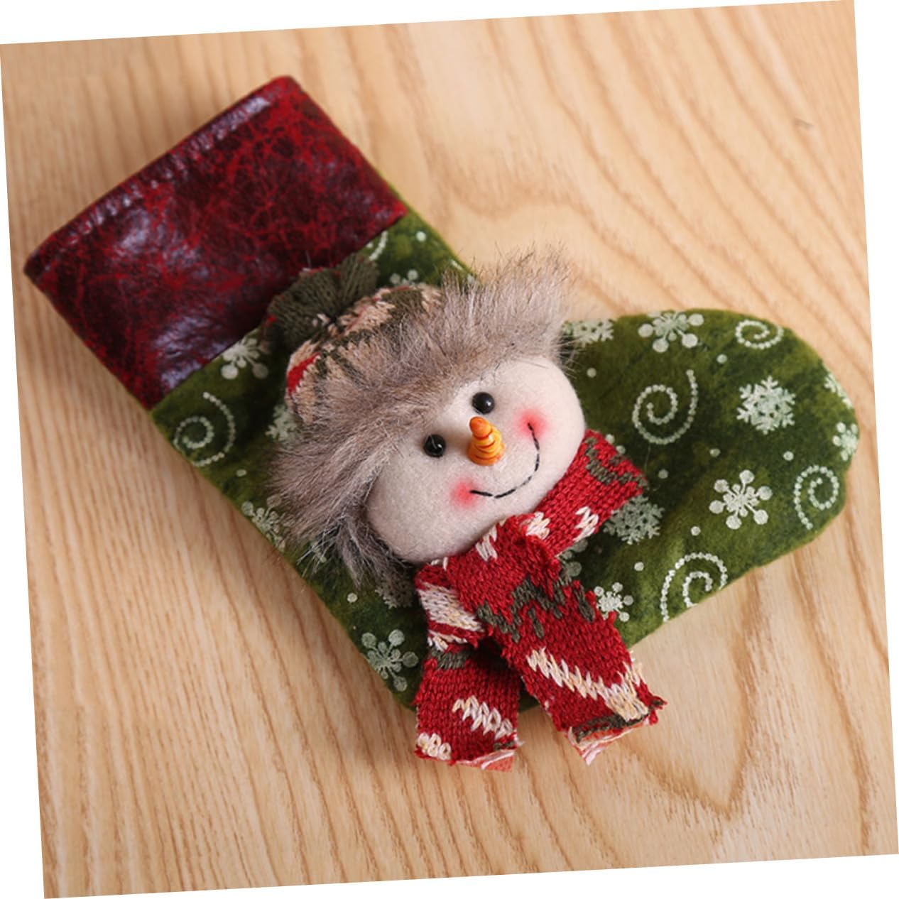 6Pcs Christmas Tree Decorations 3D Santa Claus Elk Snowman Snowflake Gift Stockings Candy Socks Holders Hanging Ornament Party Bags Random Style image number 3