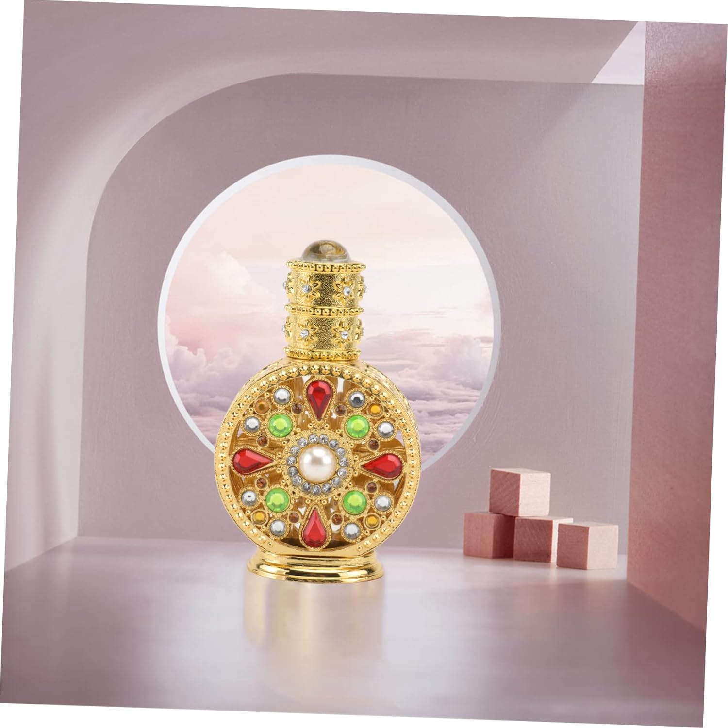 1Pc Elegant Perfume Bottle Aromatherapy Container Stylish Alloy Design for Travel for Women Decorative Bathroom Bedroom Accessory image number 1