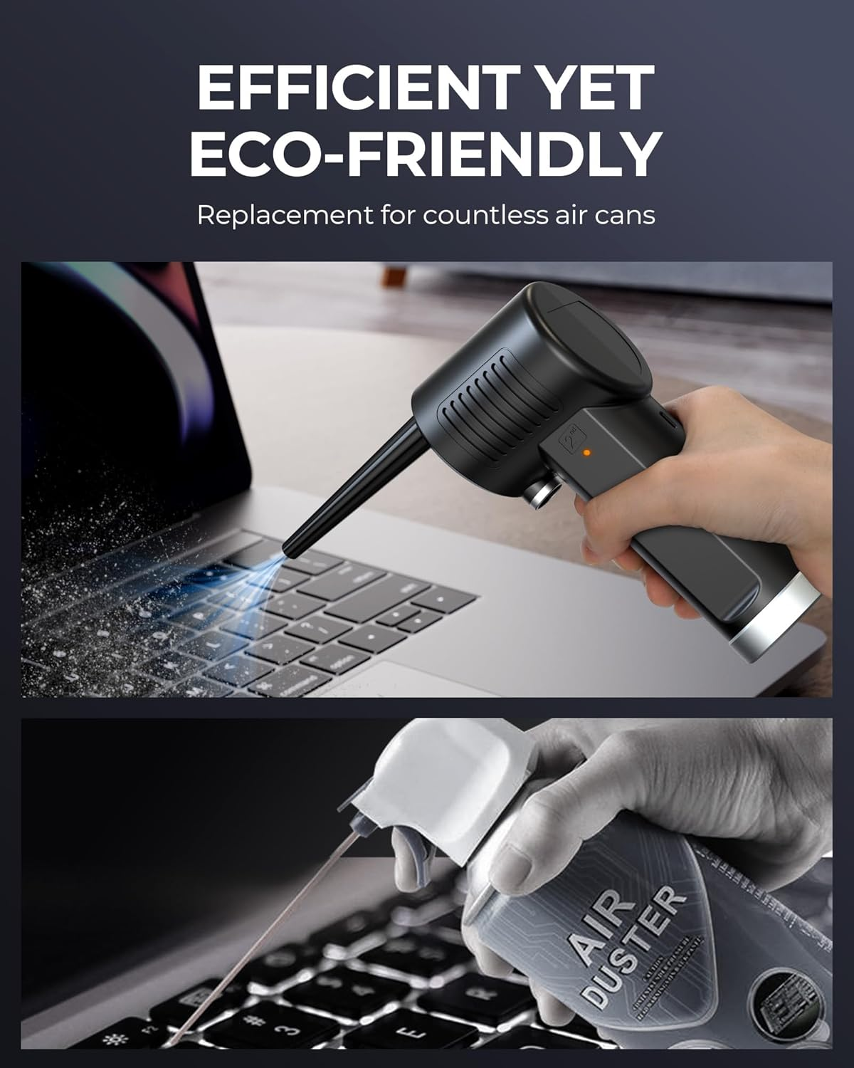 Koonie Cordless Air Duster, Battery Operated Computer Cleaning Duster, Portable Replaces Compressed Air Cans, 8000Mah 10W Fast Charging Air Blower, No Gas for Computer Keyboard, Car, Pet House