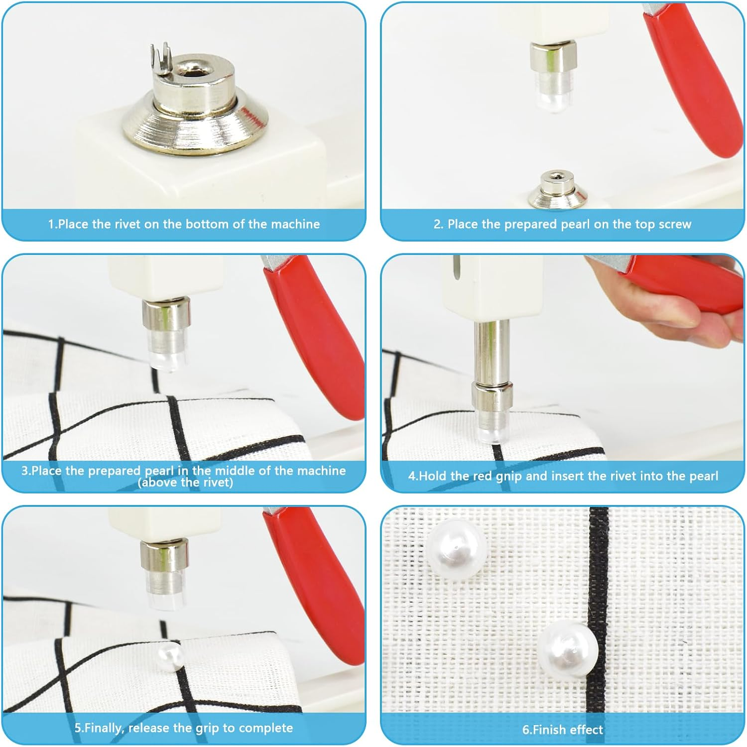 1670Pcs White Pearl Beads with Rivet Studs, Pearl Setting Machine Accessories 5 Size No Holes Pearl Beads for DIY Crafts and Decoration image number 6