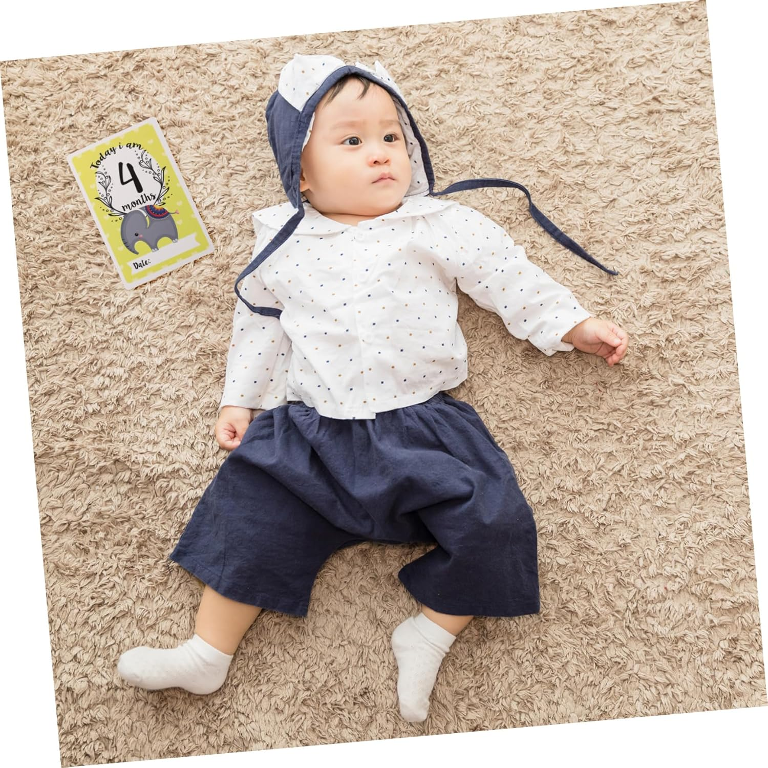 12Pcs Animal Monthly Milestone Cards for Newborn High Contrast Ink Print Pads for Photography Month Signs and Milestone Accessories image number 1