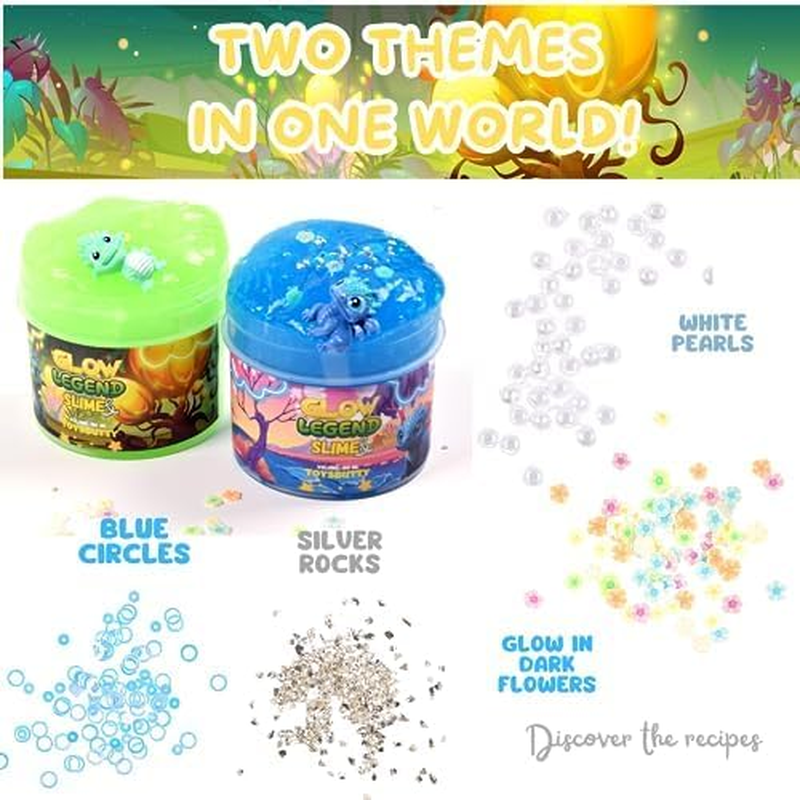 Toysbutty 2 Slime Pack Glow in the Dark Slime Kit for Girls Boys, Create with Kids Dragon Theme, Premade Slime Making Kit, 8 Slime Accessories, 2 Big Slime Charms Putty Set Toy Slime Kits image number 4