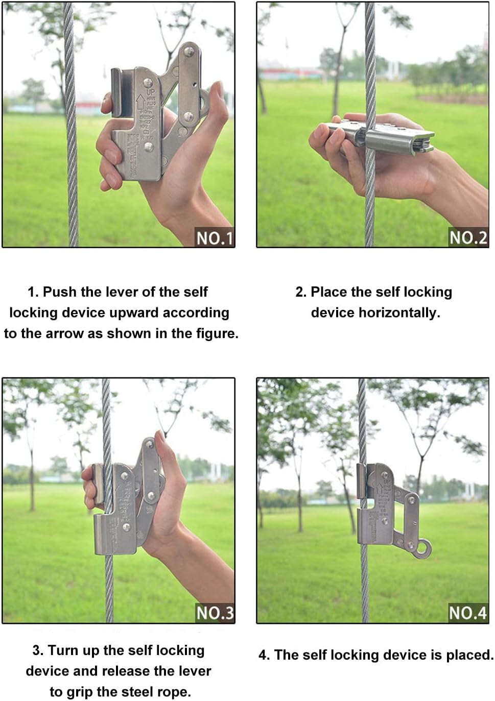 Climbing Self Locking Rope Grab, Alloy Steel Climbing anti Fall Rope Grab with Strong Bearing, Climbing Ascender for Rock Climbing Fire Rescuing Industrial Equipment image number 5