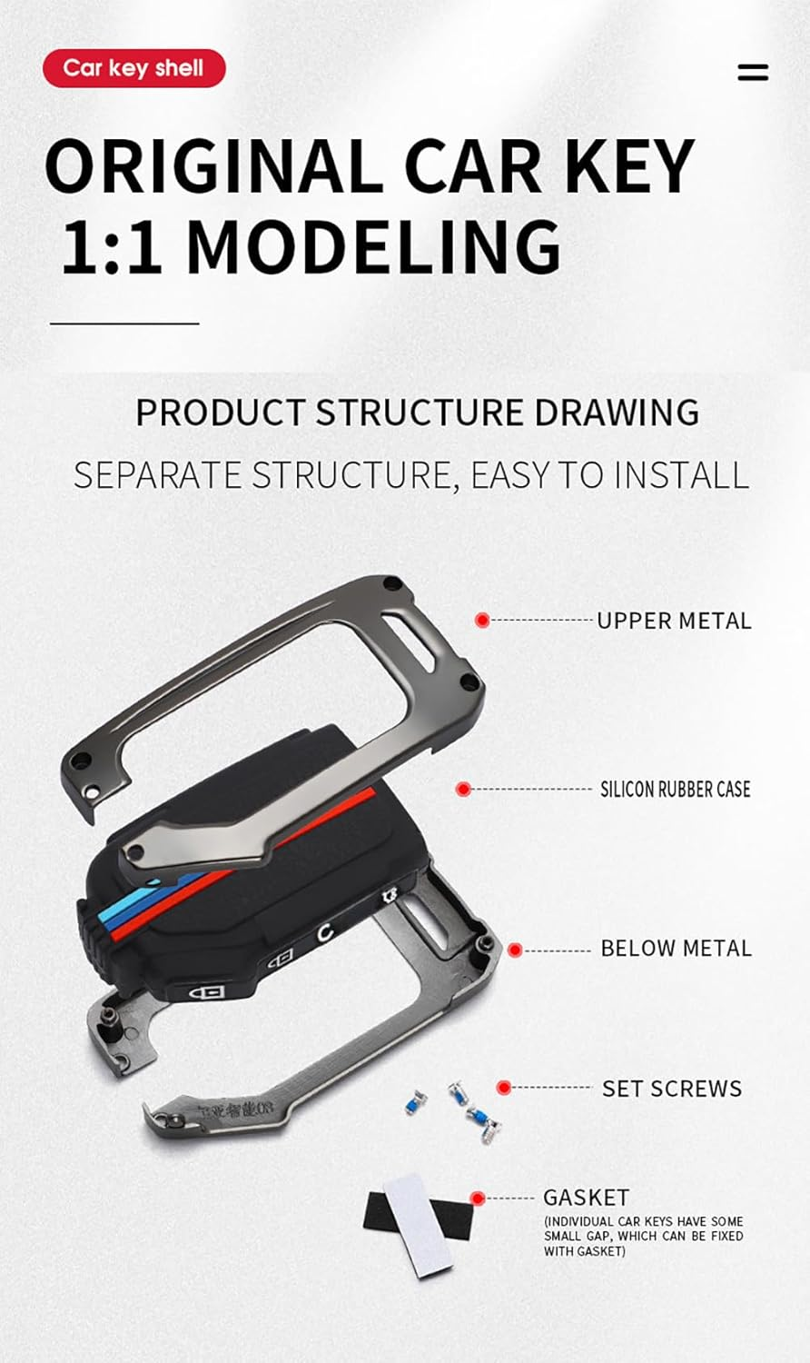 HIBEYO for KIA Telluride Key Case Holder 4 Button Alloy Key Fob Cover for KIA Telluride Seltos Soul Forte GT EX Sportage Sorento Cerato NIRO Push Key Smart Key Cover Accessories -B Type Black