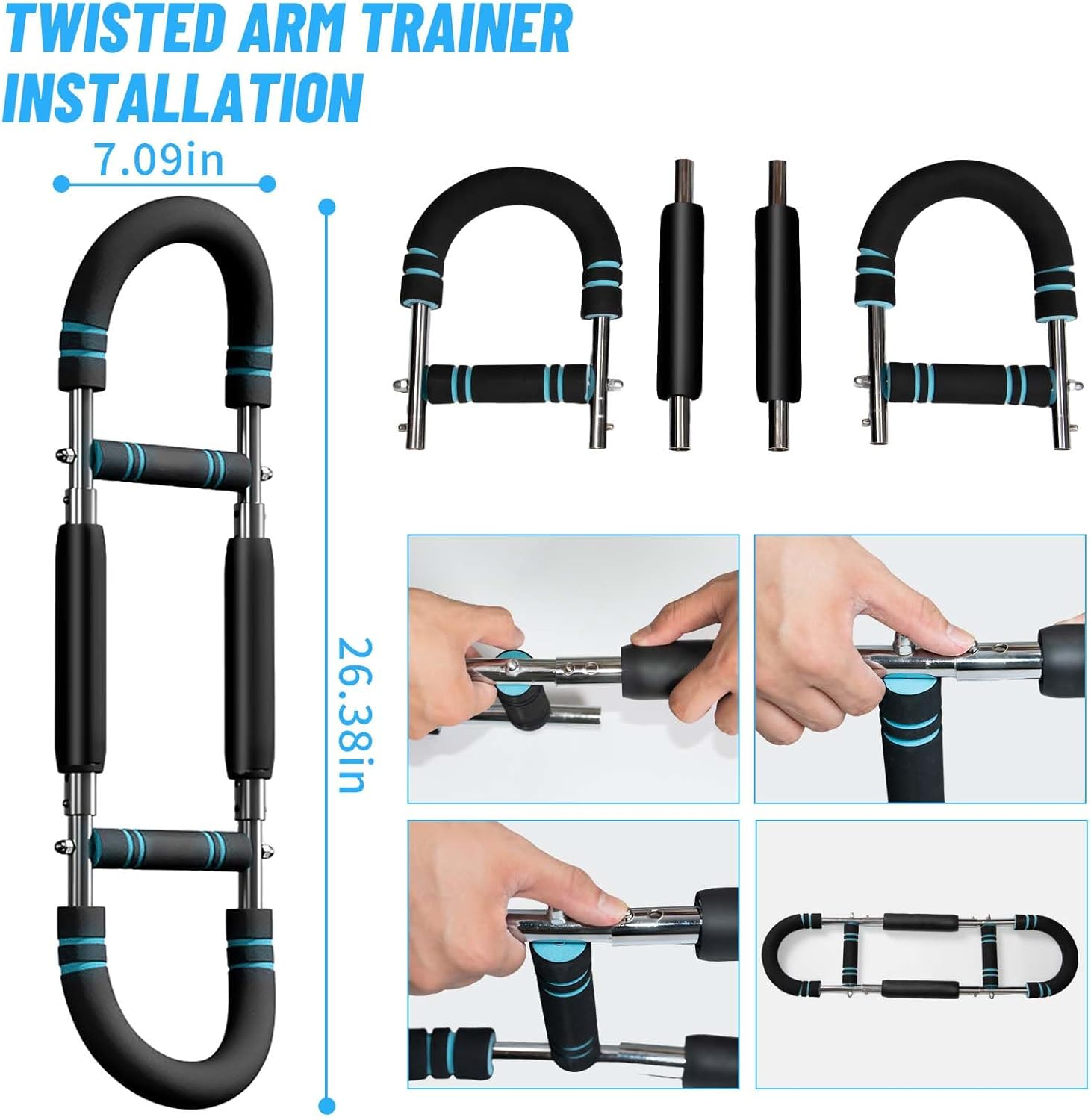 Twister Arm Trainer, 44&ndash;88Lb Adjustable Power Twister Bar, Chest Shoulder Arm Workout Equipment, Portable Detachable Upper Body Fitness Machine for Home & Gym image number 1